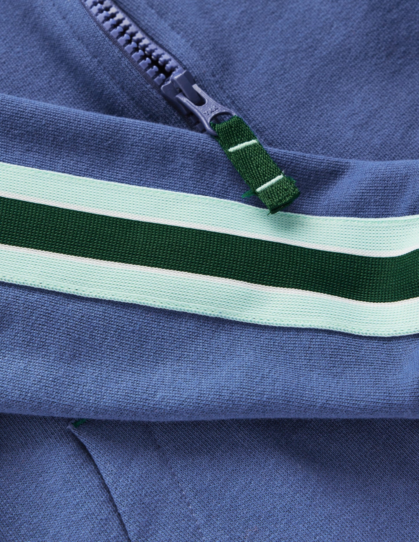 Tape Detail Zip-through Hoodie-Denim Blue