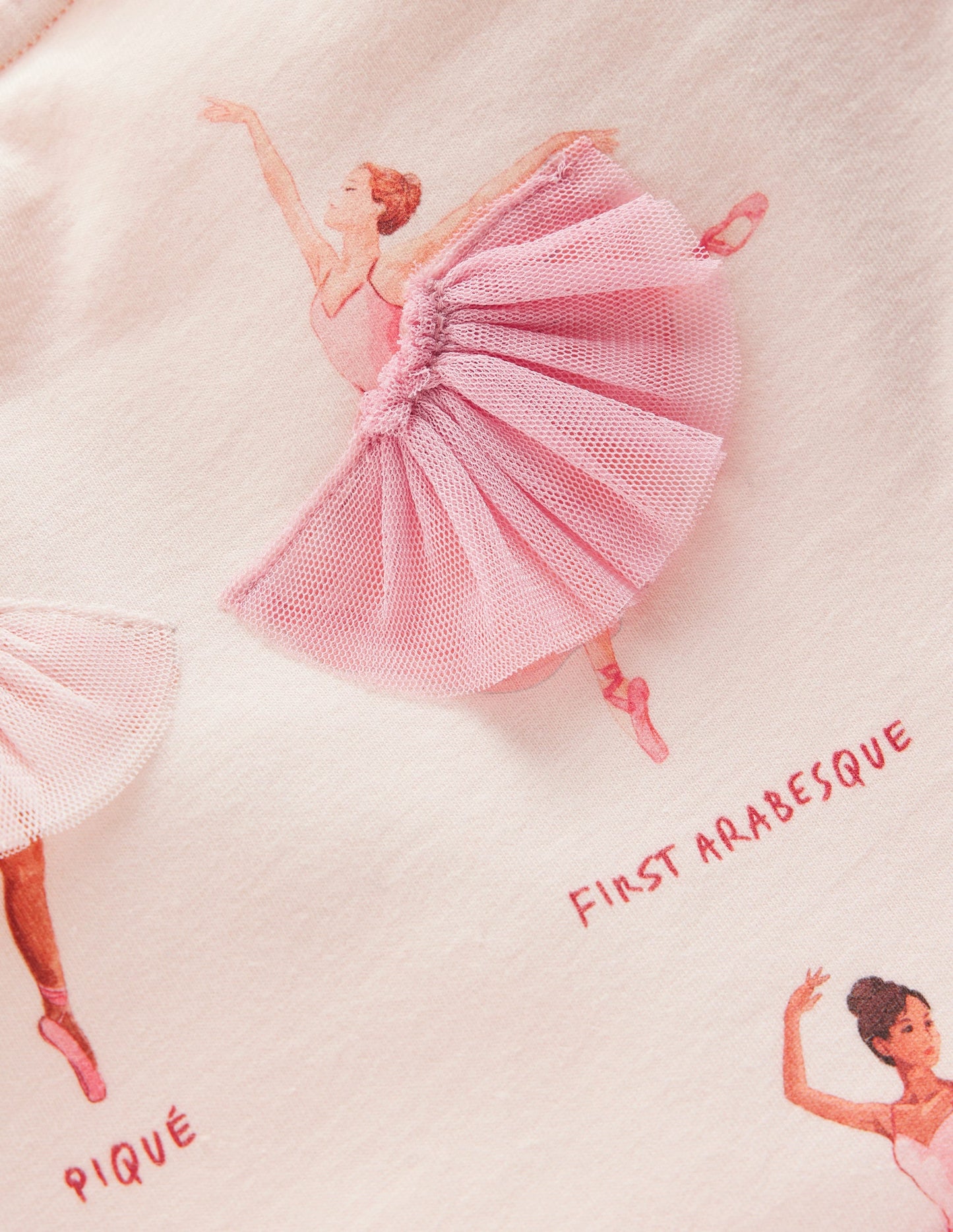 Puff Sleeve Appliqué T-shirt-Botanic Pink Ballerinas