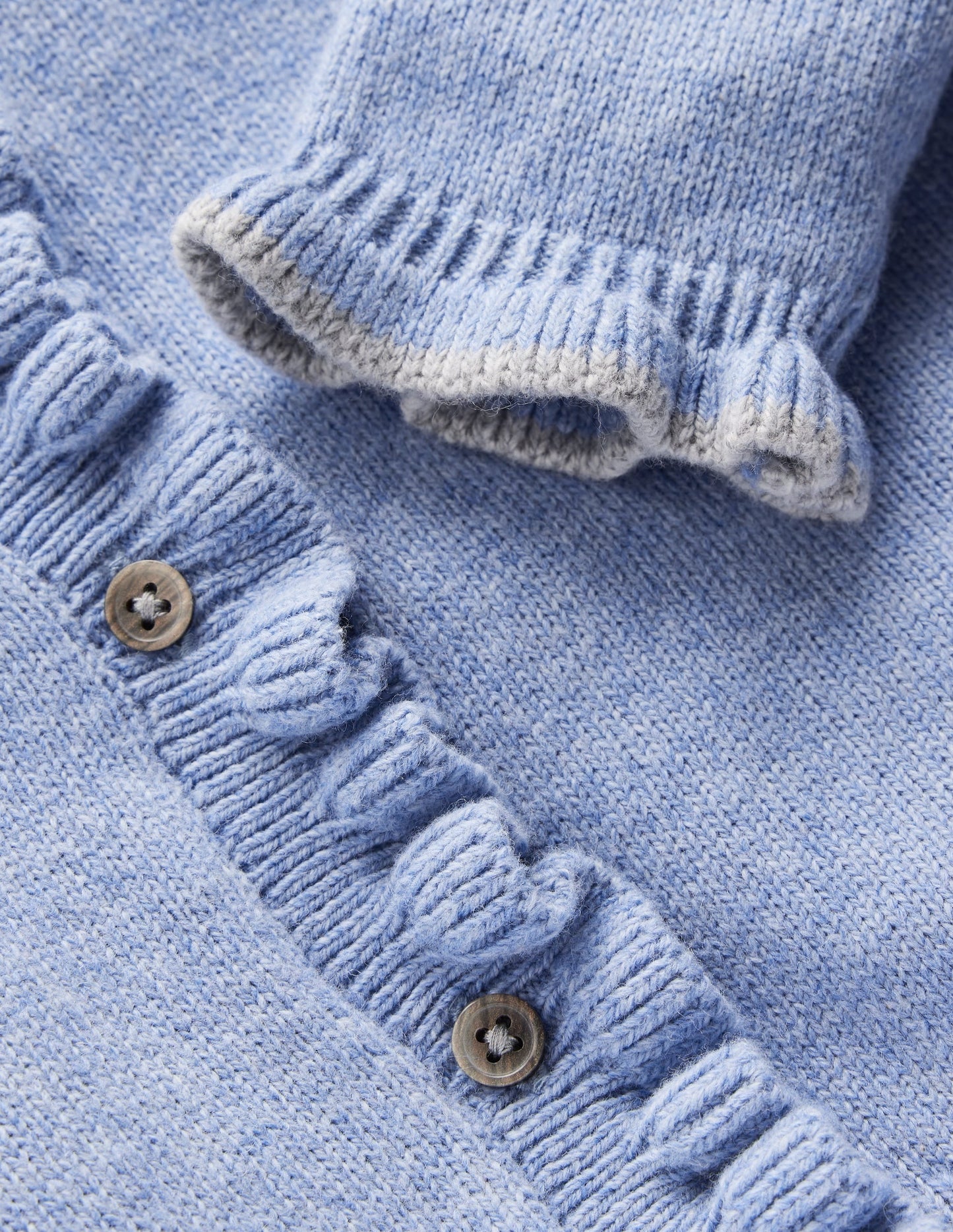 Everyday Frilled Cardigan-French Blue Marl