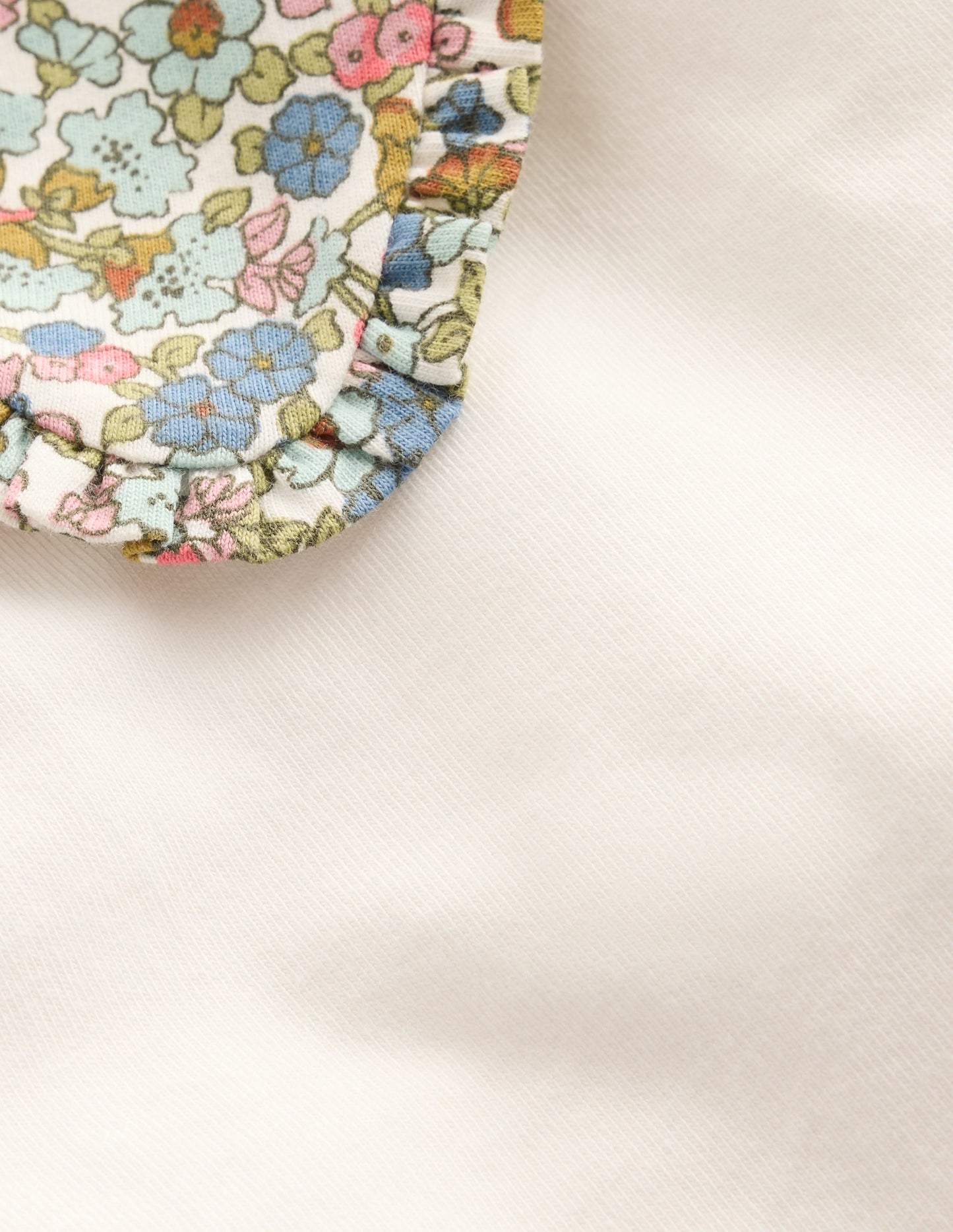 Collared Breton Jersey Top-Ivory and Blue Floral