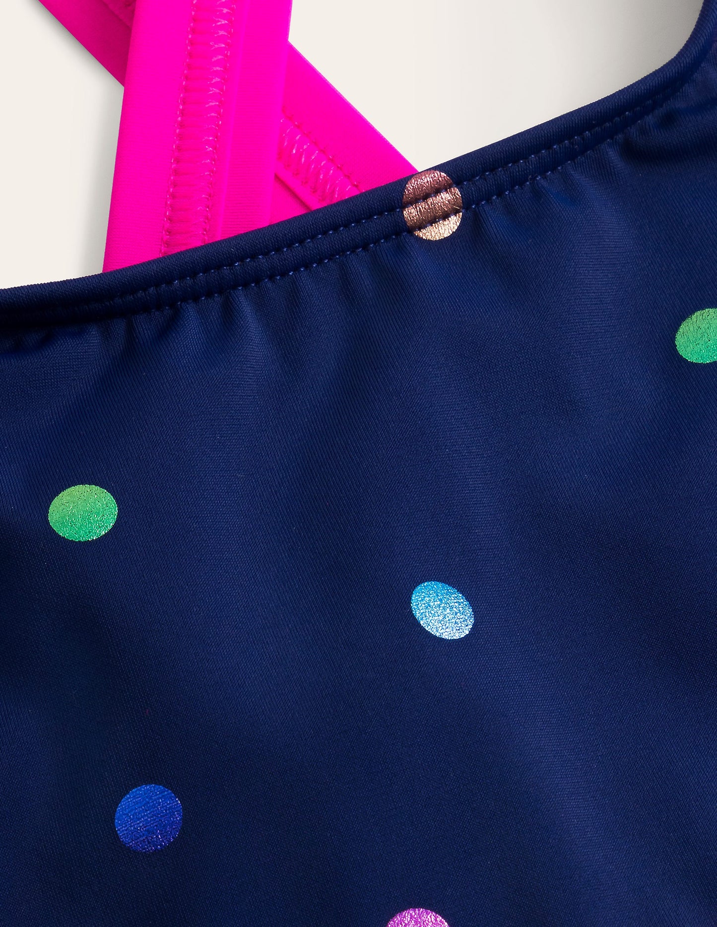 Cross-back Bikini Top-Rainbow Foil Confetti Spot