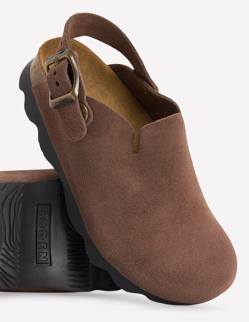 Suede Clogs-Raw Umber