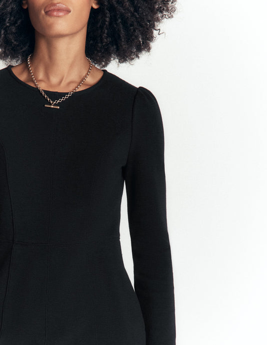 Marla Seamed Ottoman Dress-Black