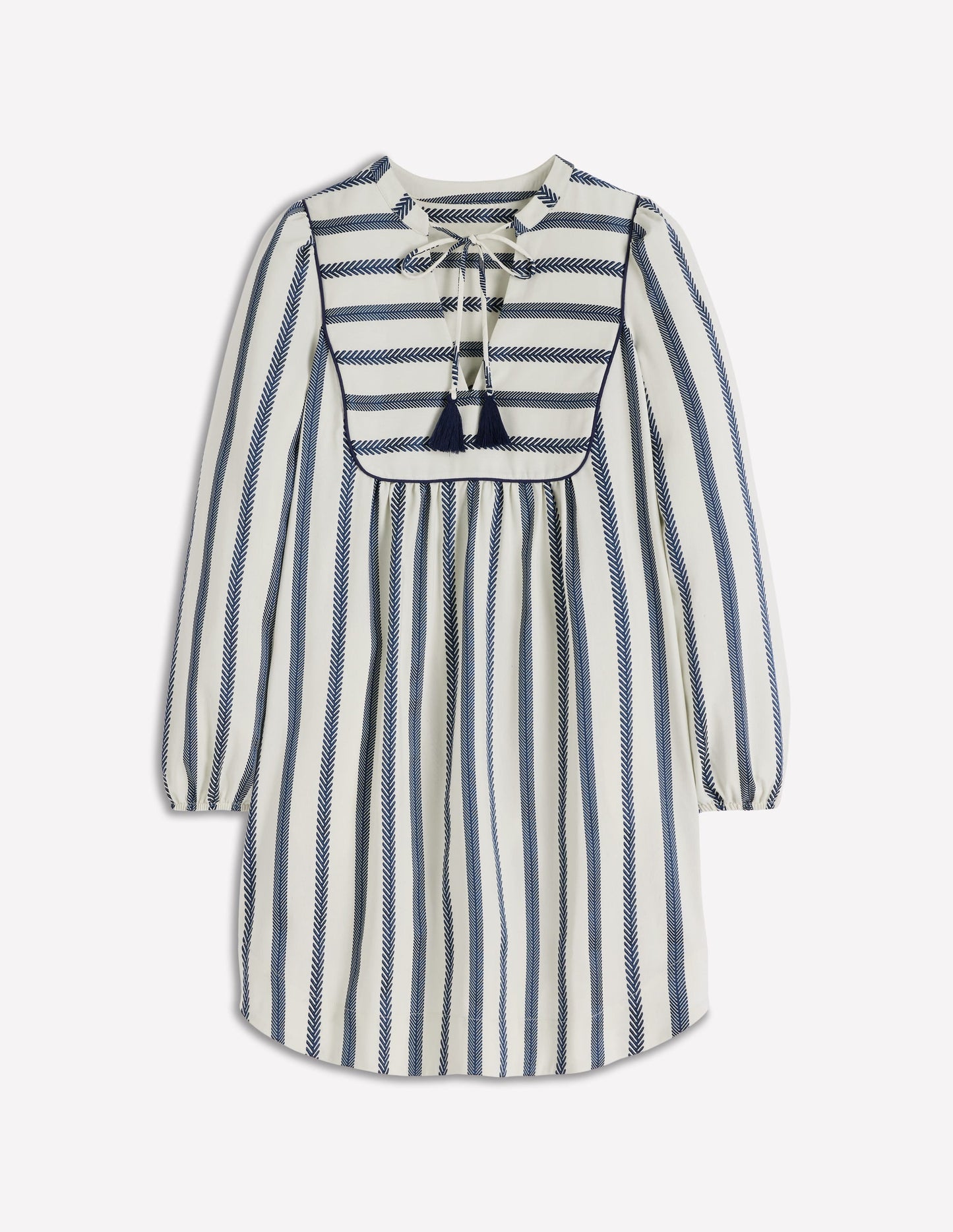 Pia Cotton Yoke Dress-Blue Stripe