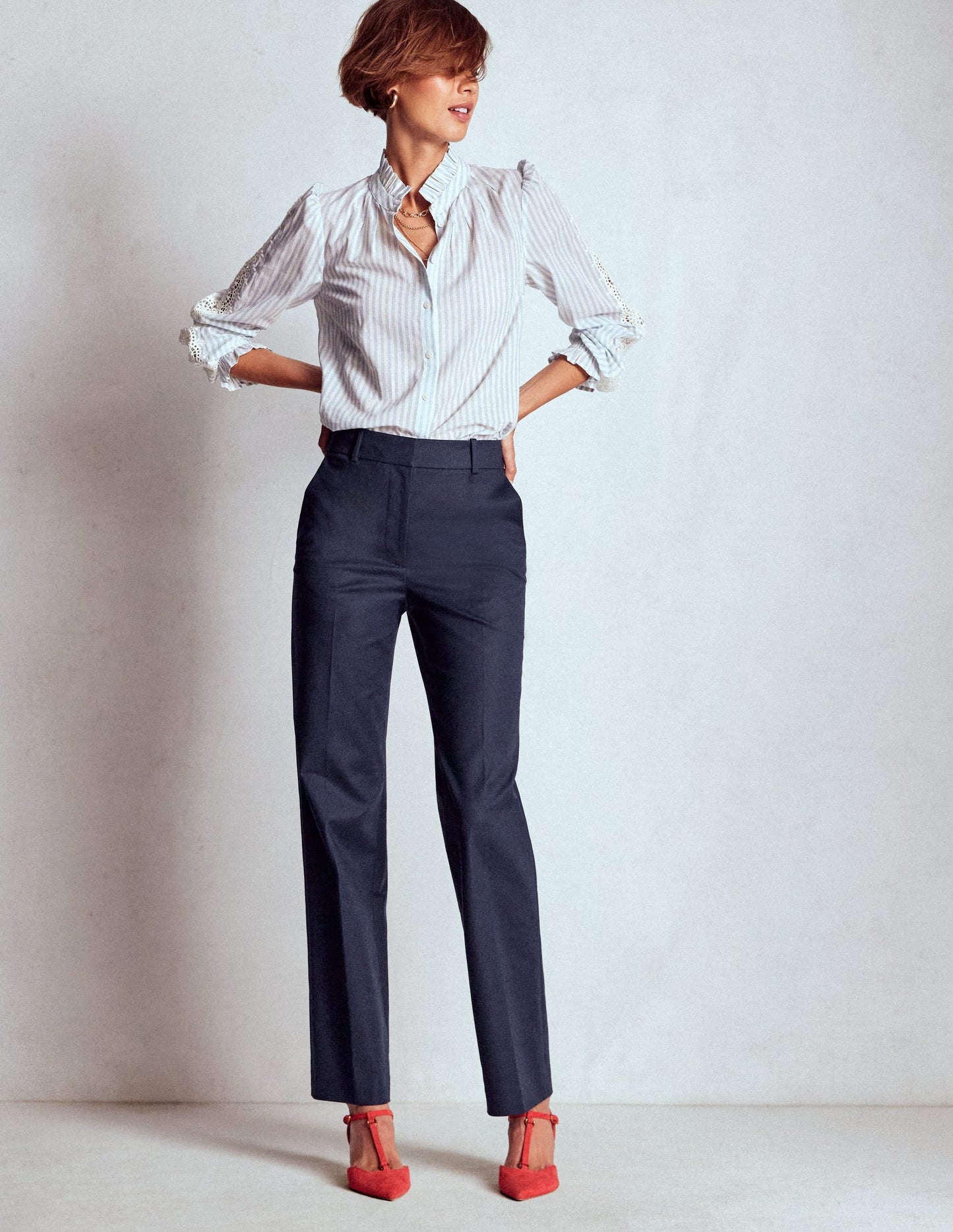 Canonbury Cotton Trousers-Navy