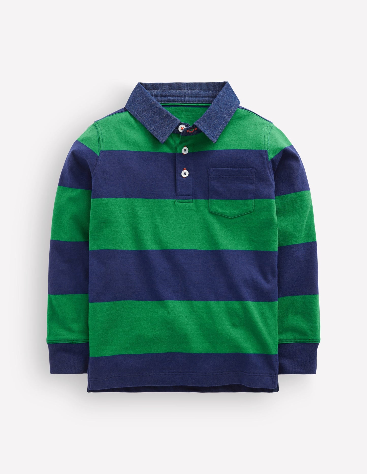 Long Sleeve Smart Polo Shirt-College Navy / Fresh Green