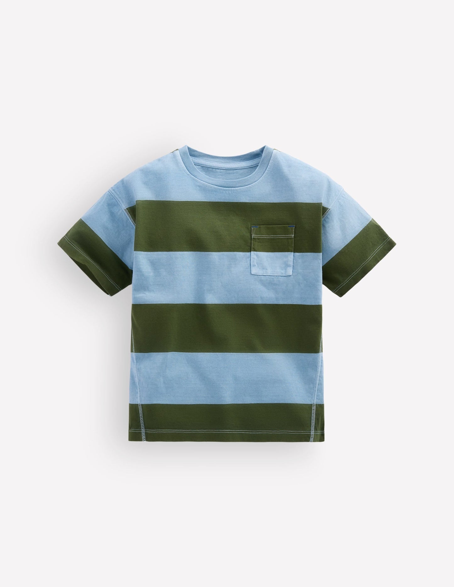 Garment Dye Relaxed T-shirt-French Blue / Brunswick Green