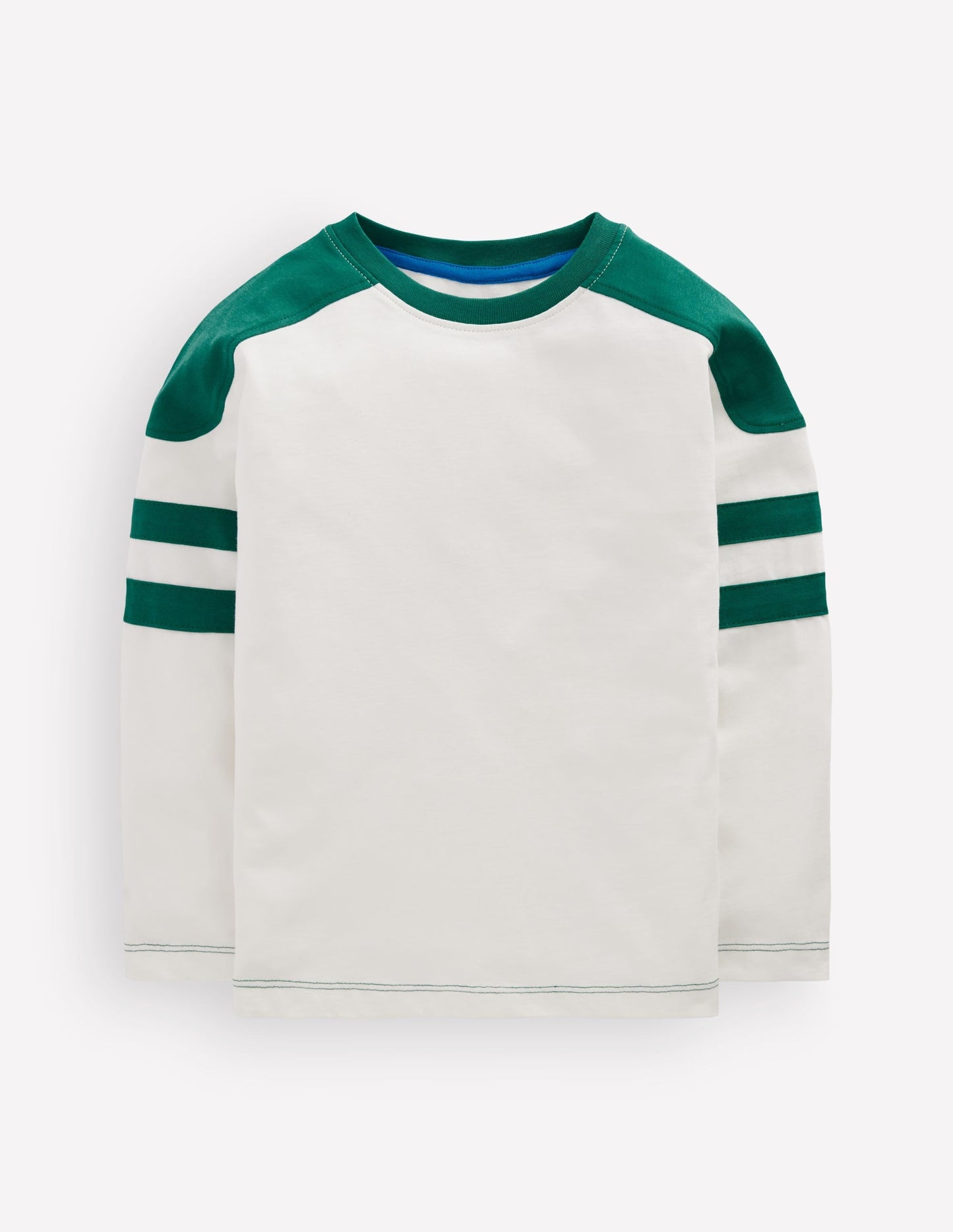 Colour Block T-shirt-Soft Ivory / Jewel Green
