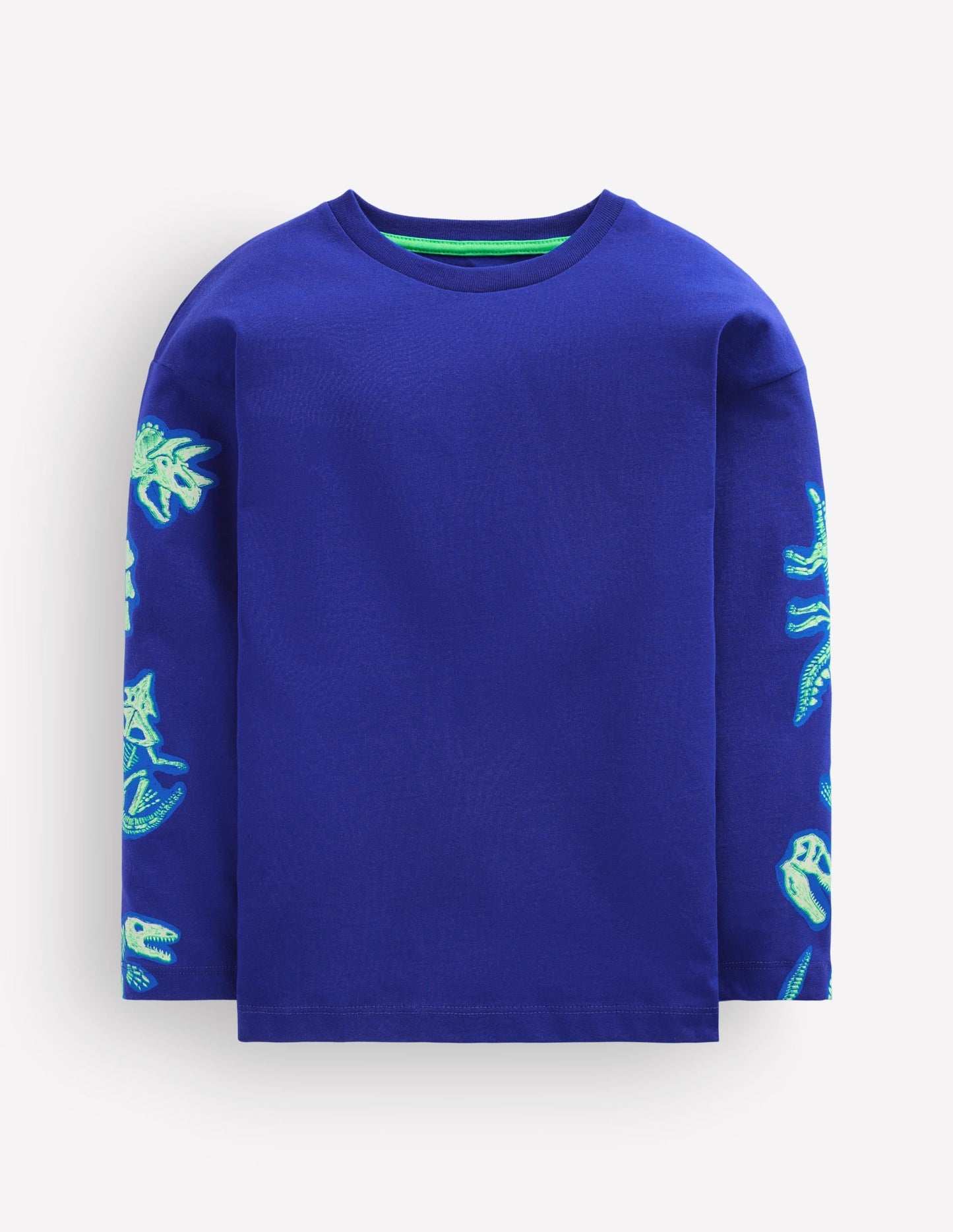 Front and Back Glow T-shirt-Bright Blue Dinos