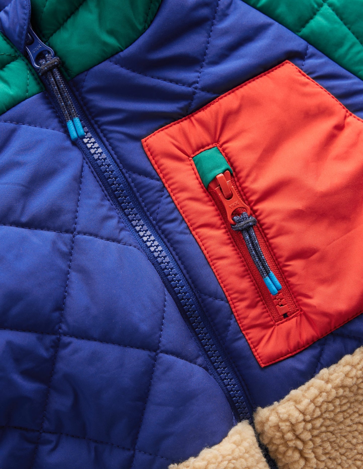 Quilted Borg Jacket-Colourblock