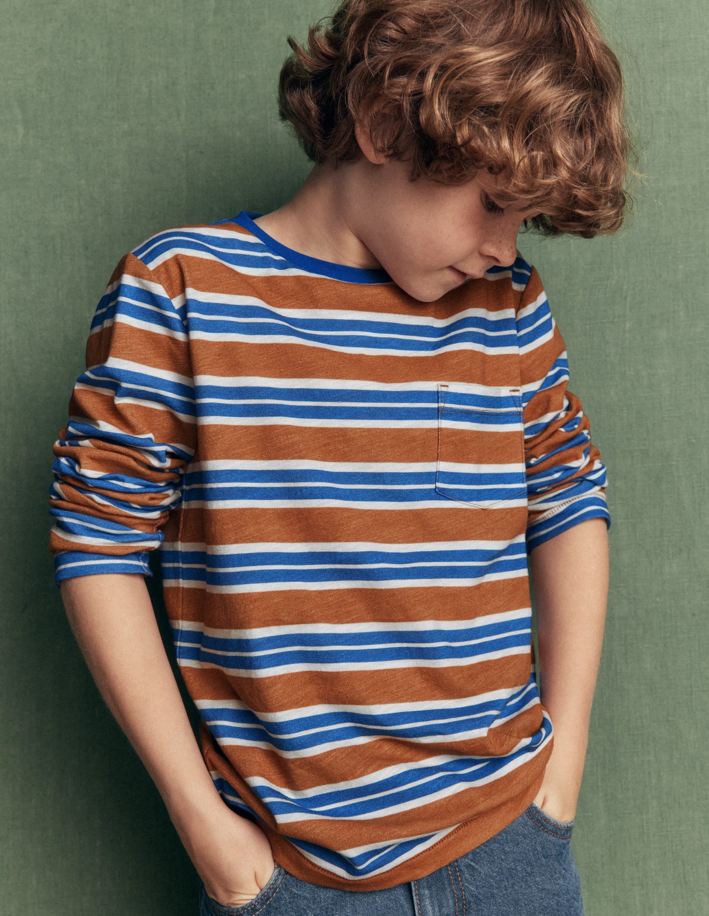 Everyday Long Sleeve T-Shirt-Brown / Gallery Blue