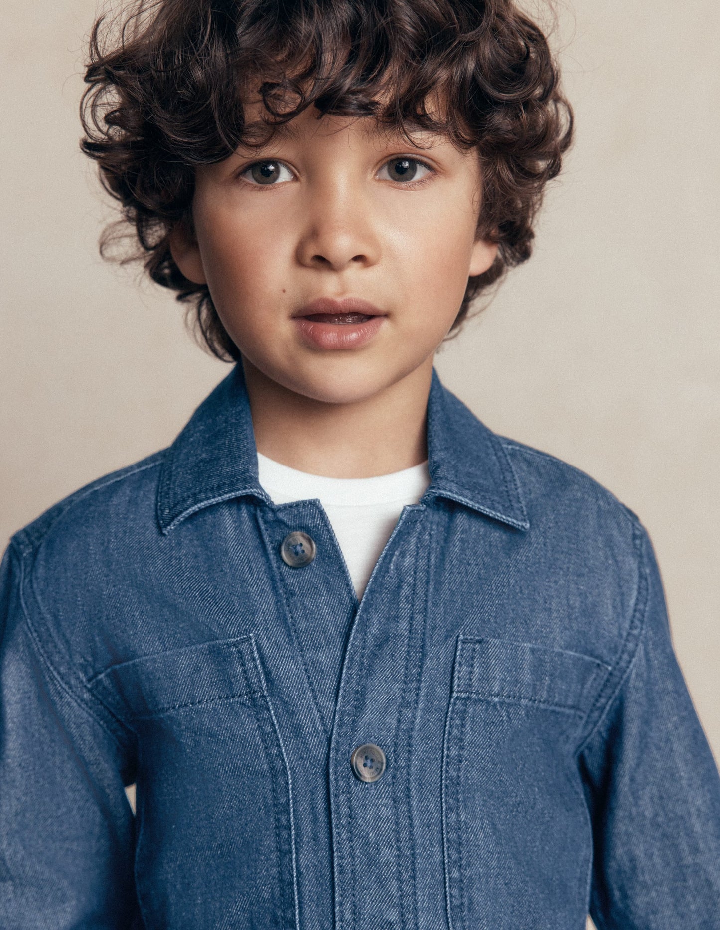 Front Pocket Overshirt-Mid Denim