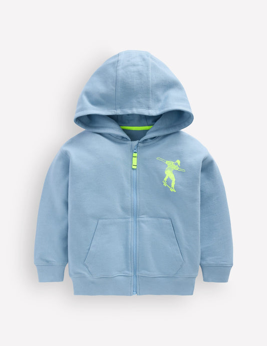 Front & Back Zip-Up Hoodie-Glacier Blue Skateboards