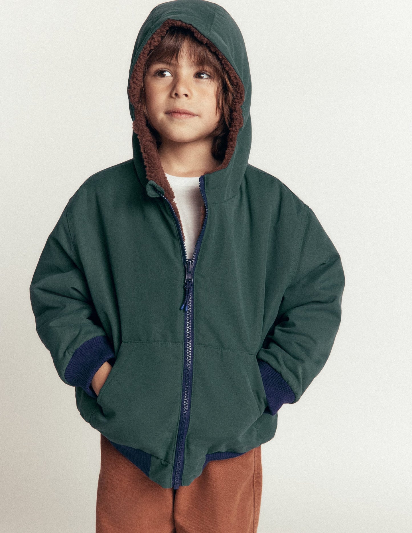 Reversible Borg Bomber-Malachite Green/Raw Umber