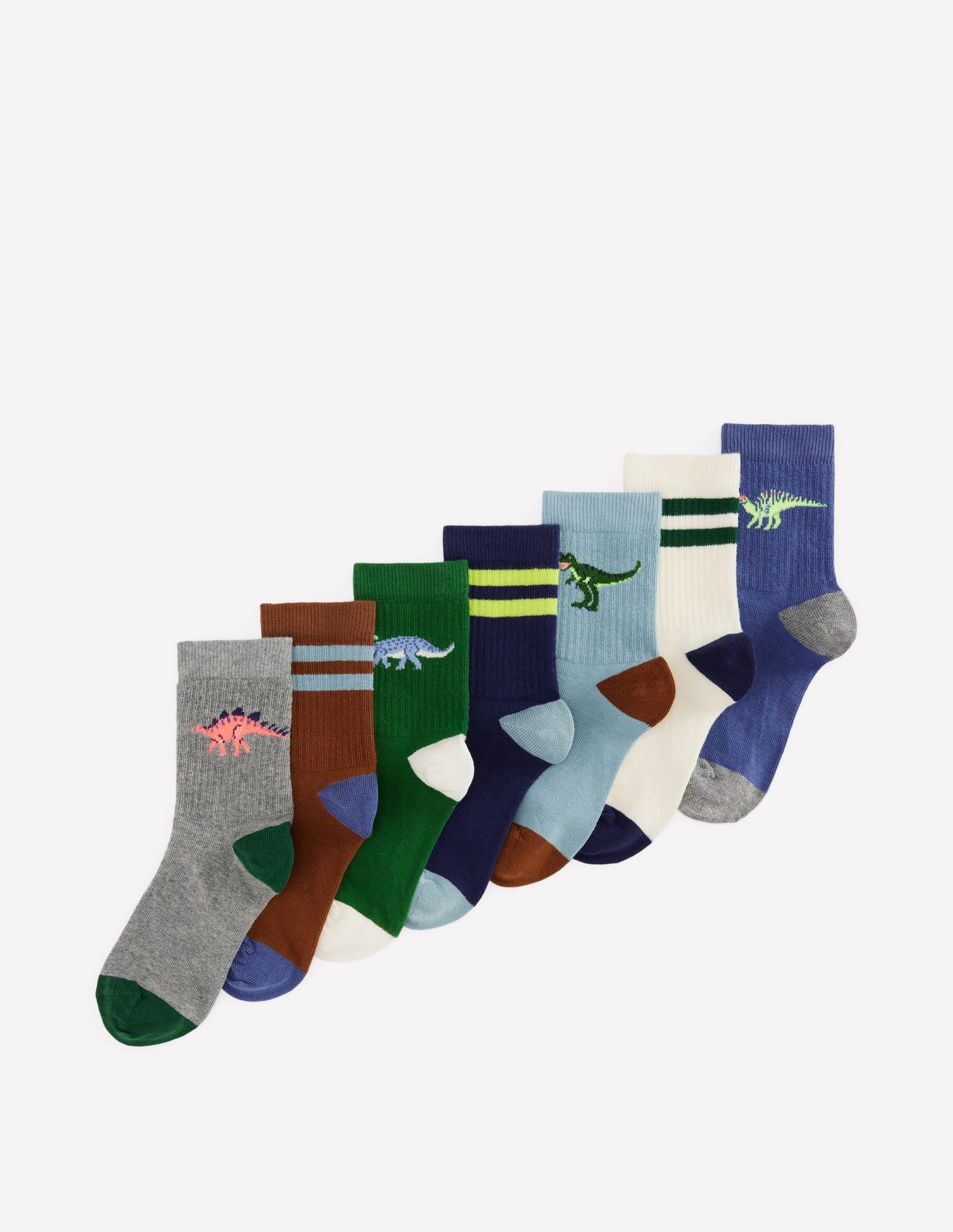 7 Pack Ribbed Socks-Dinos