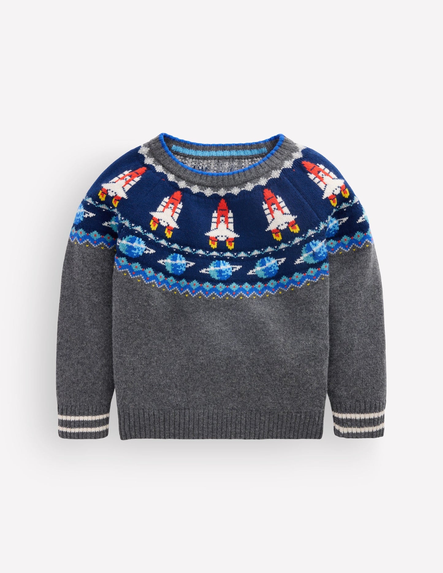 Fair Isle Jumper-Charcoal Marl Space