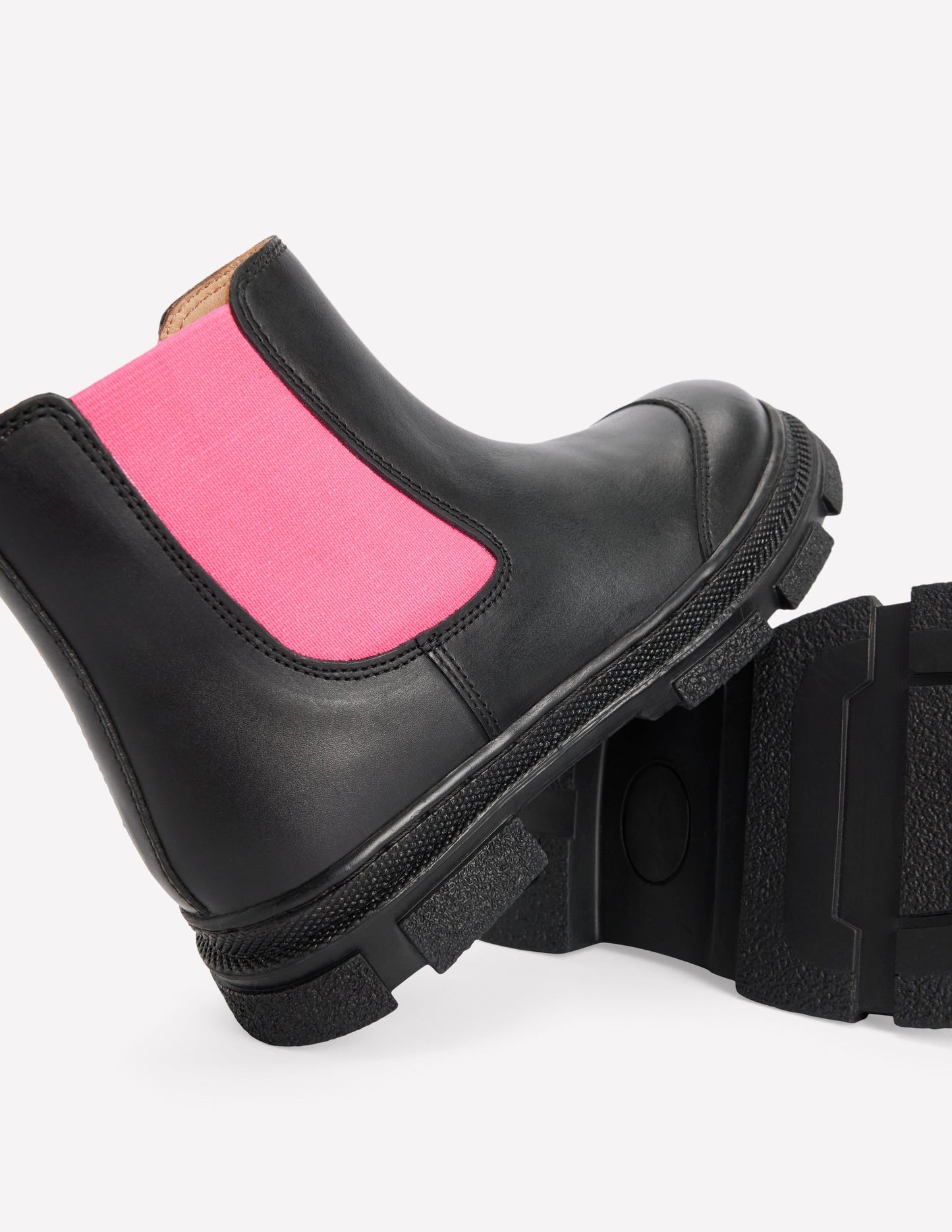 Chunky Chelsea Boots-Black and Festival Pink