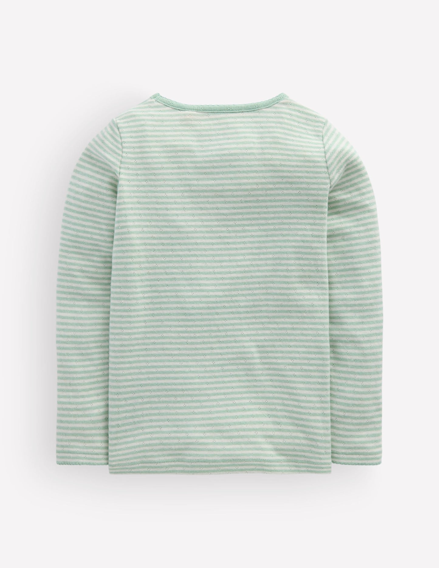 Long Sleeve Pointelle Top-Misty Blue Stripe