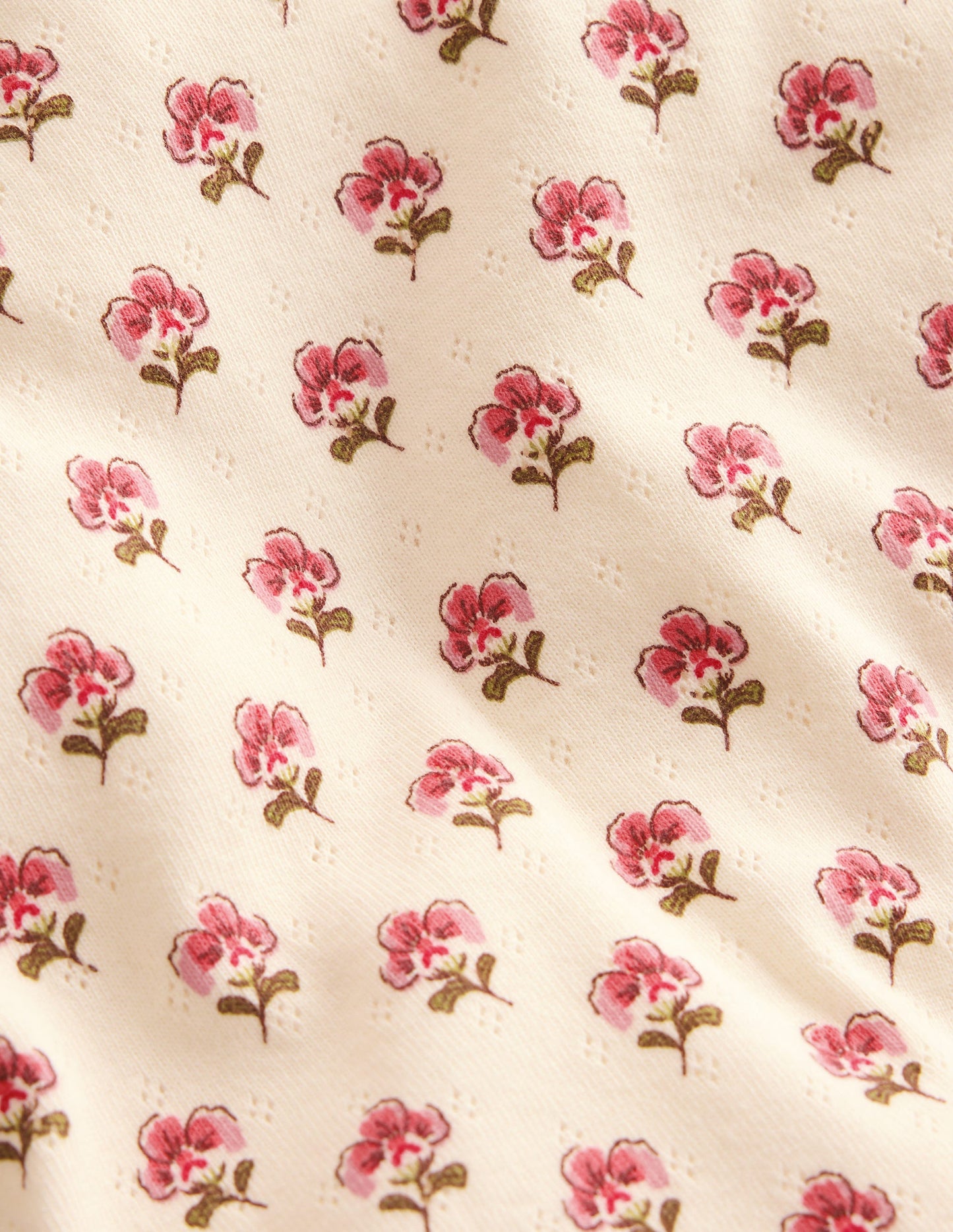 Short Sleeve Pointelle Top-Pink Floral