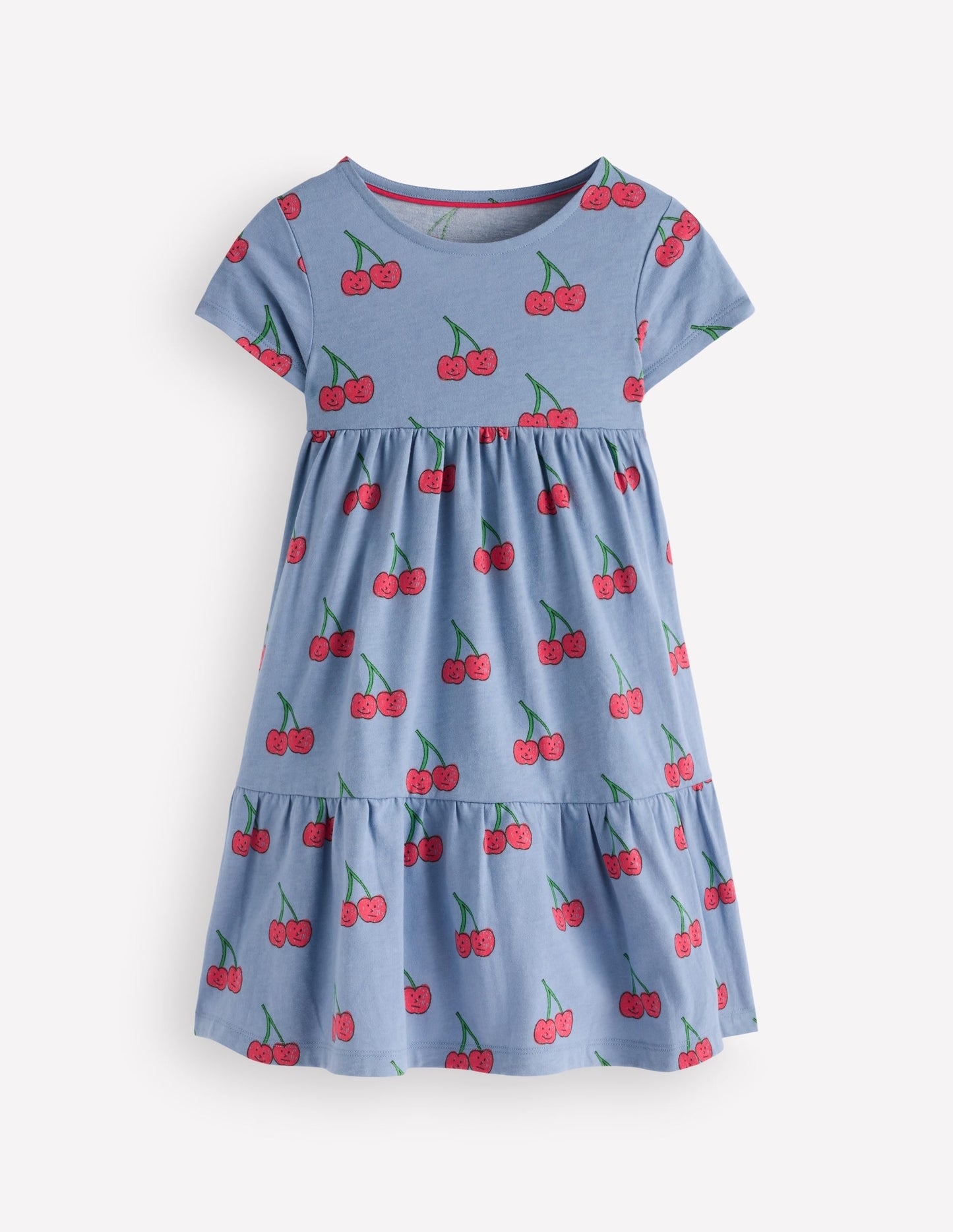 Ariel Twirly Jersey Dress-Blue Cherries