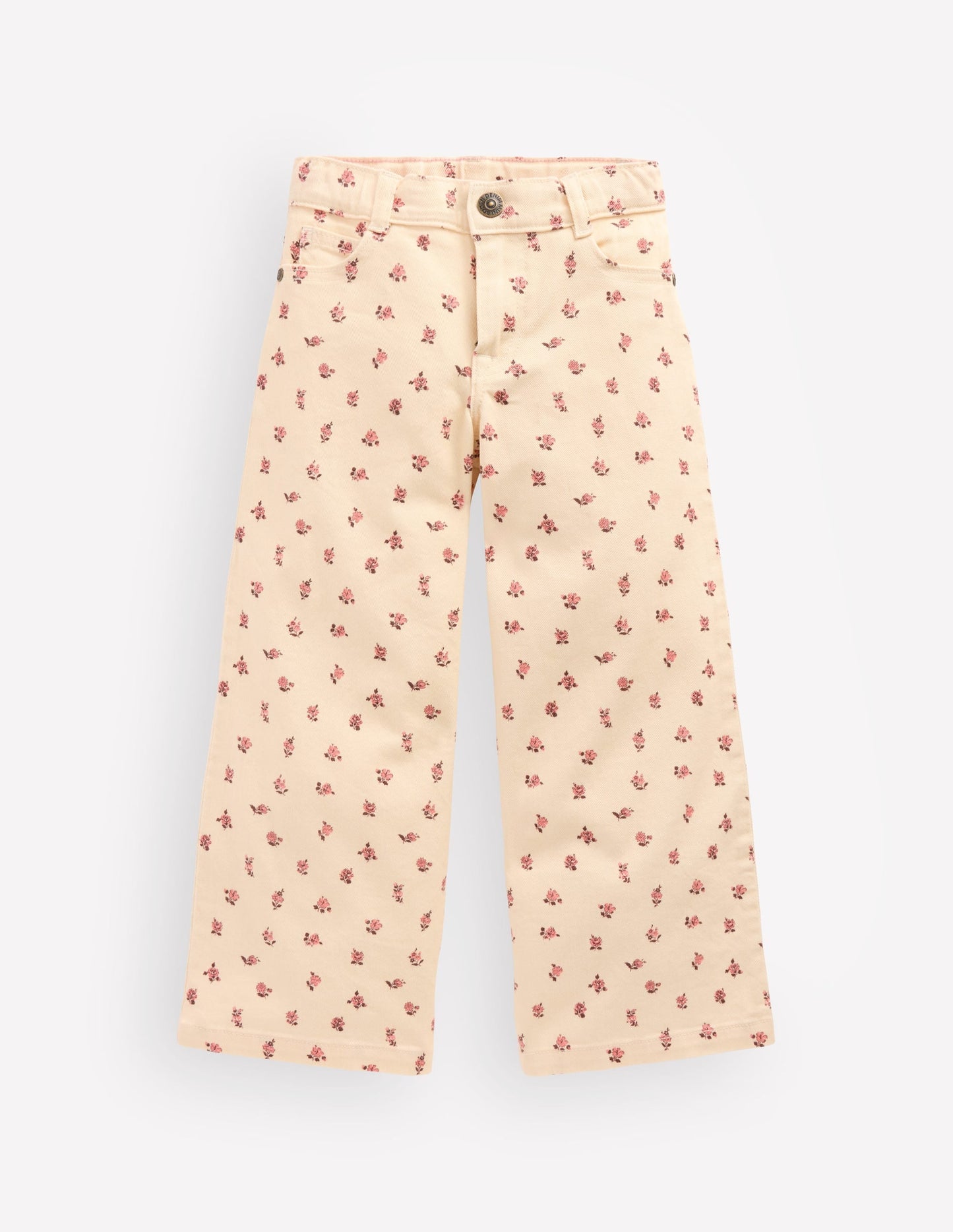 Wide Leg Jeans-Soft Ivory Ditsy Floral