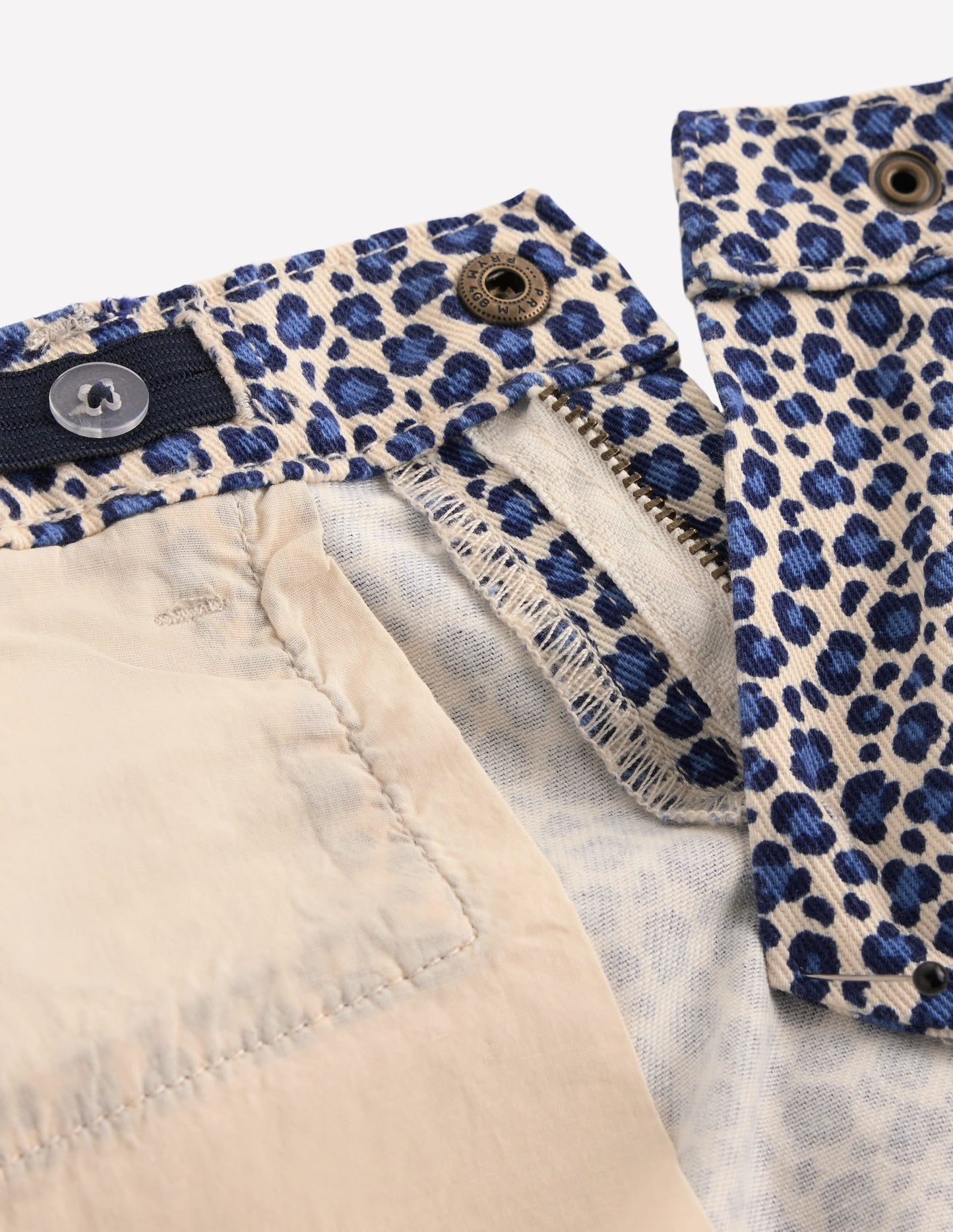 Wide Leg Jeans-Calico White/ Blue Leopard