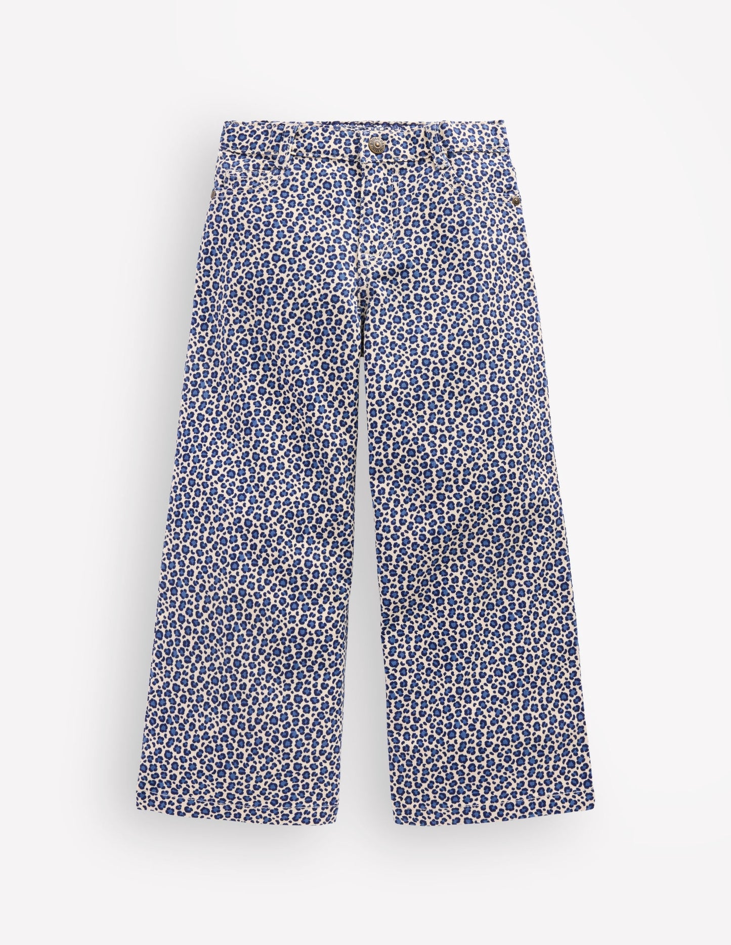 Wide Leg Jeans-Calico White/ Blue Leopard