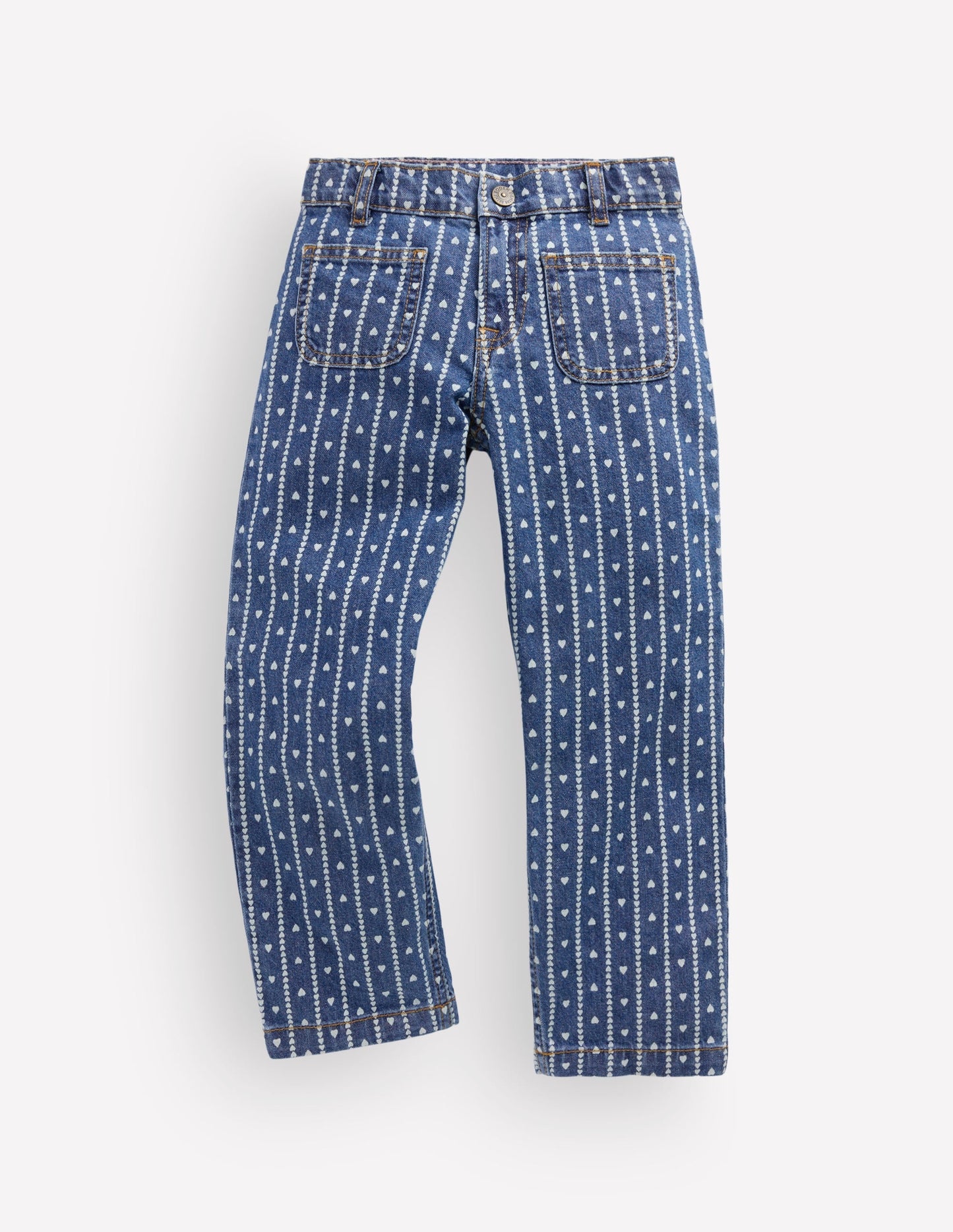 Patch Pocket Straight Jeans-Hearts