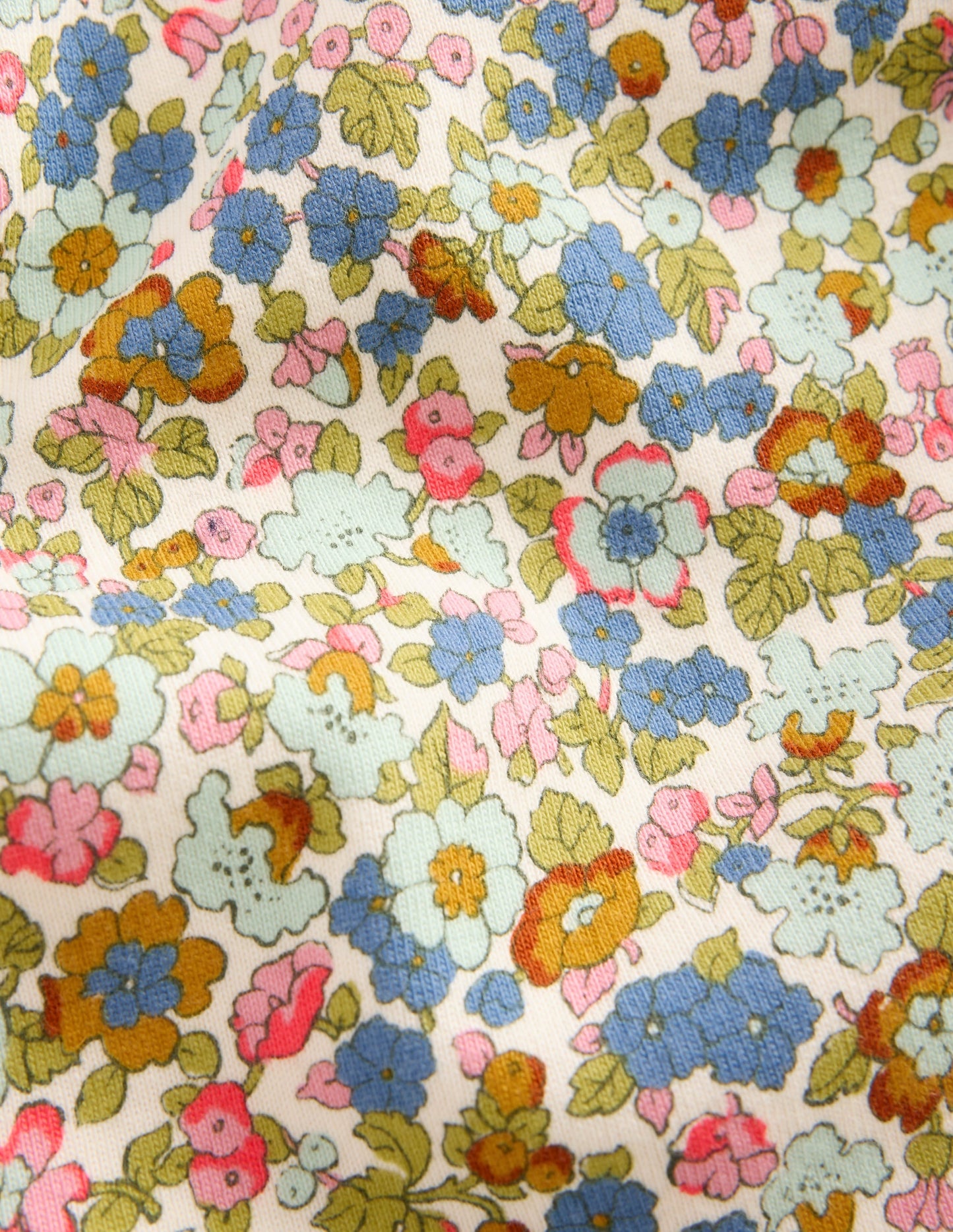 Snug Long John Pyjamas-Vintage Blue Flowerbed
