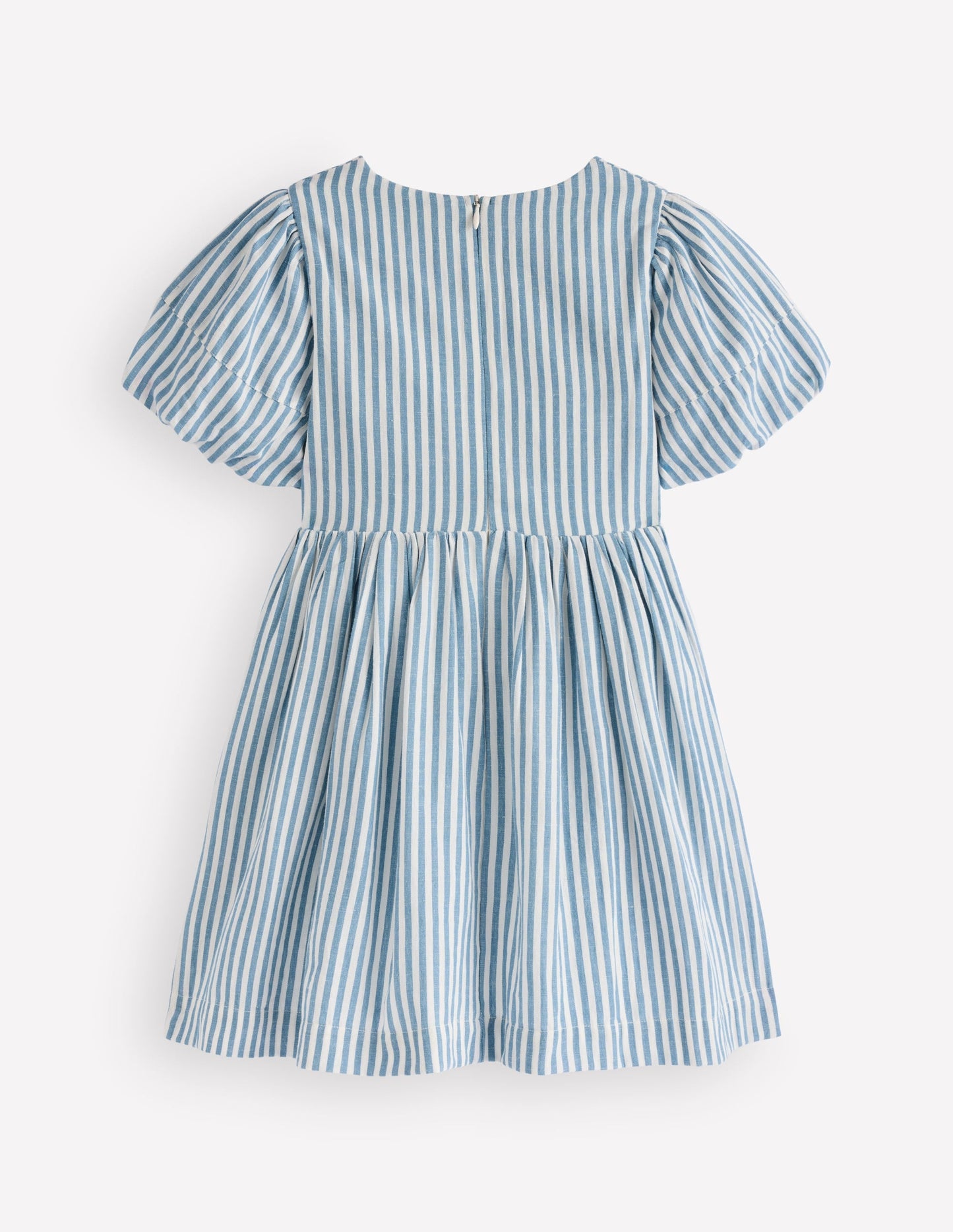 Bow Front Woven Dress-Blue Stripe