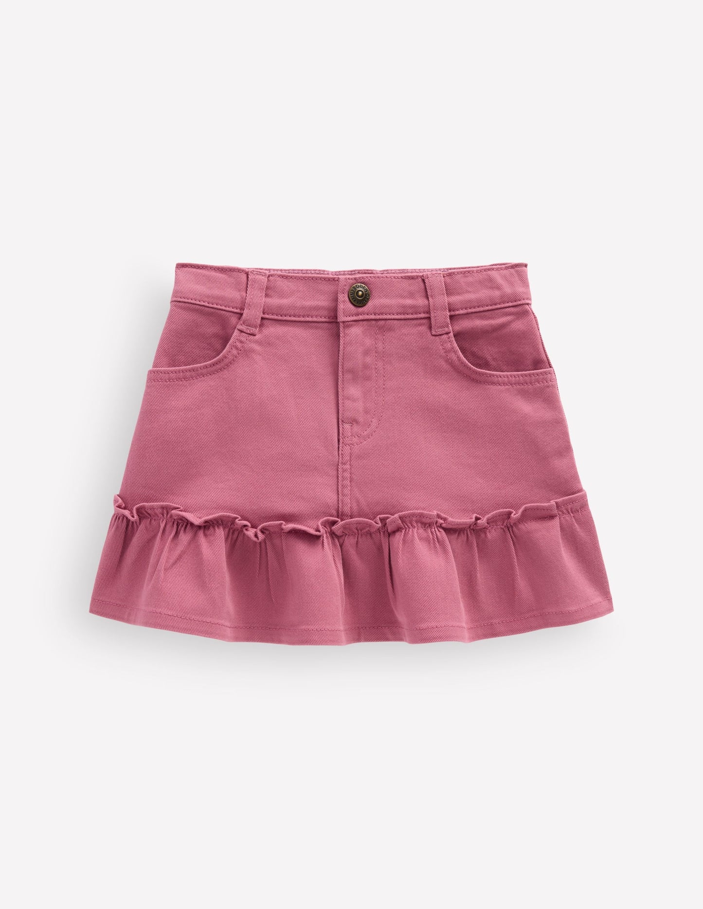 Frill Hem Denim Skirt-Pink Heather