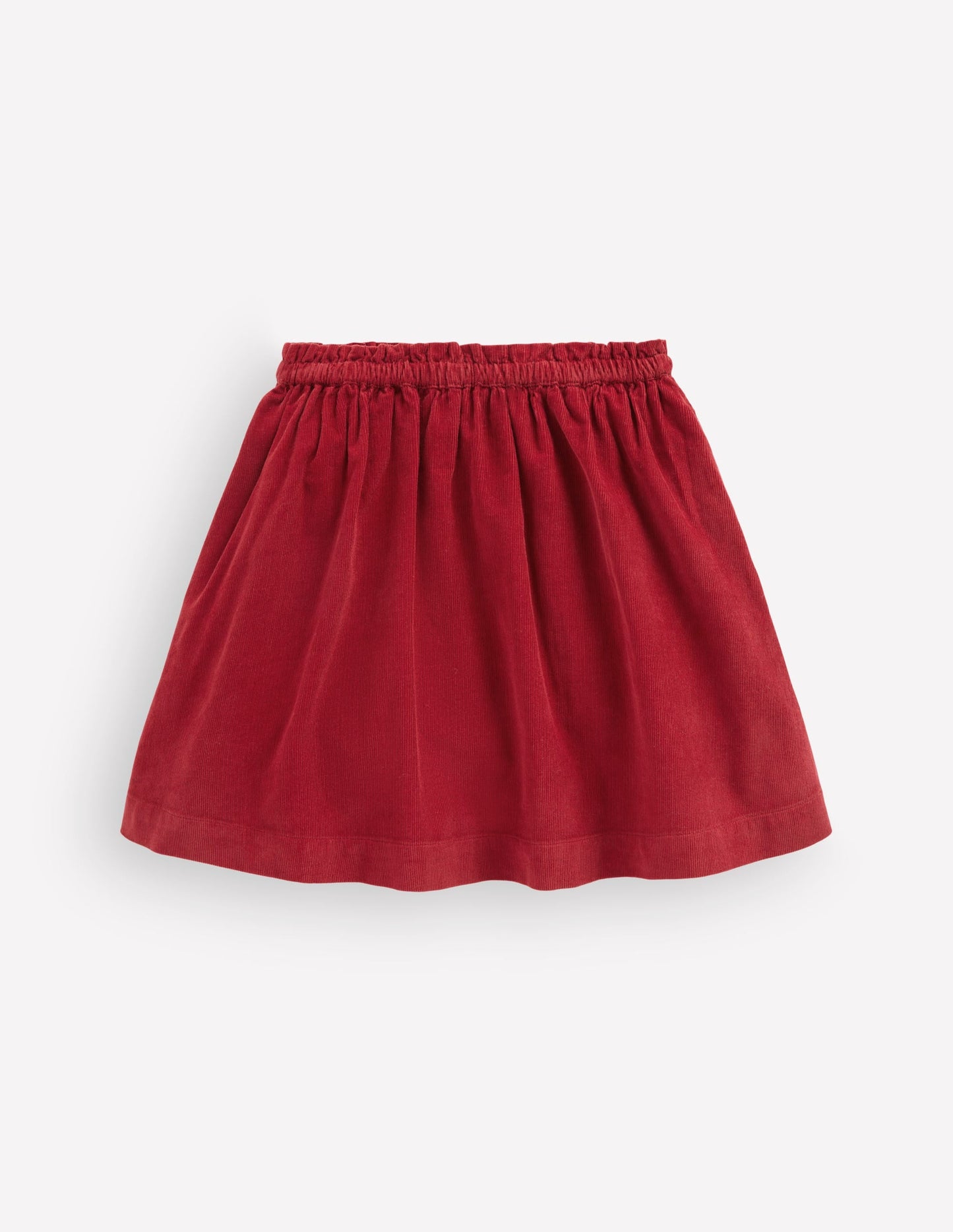 Woven Button-Through Skirt-Crimson Red Cord