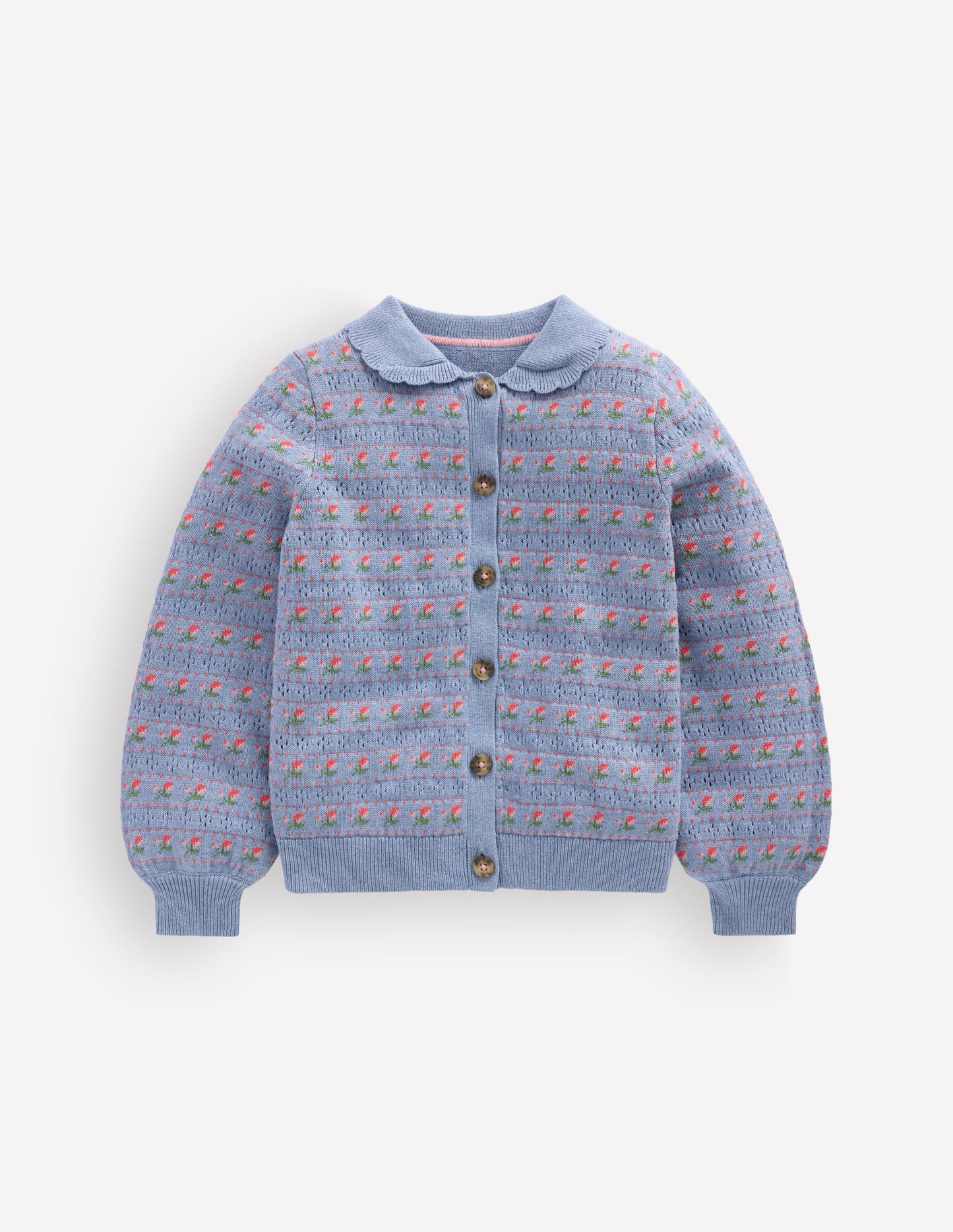 Collared Cardigan-Glacier Blue Marl Roses