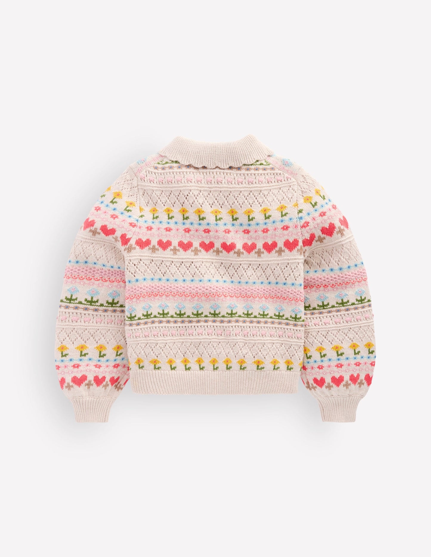 Collared Cardigan-Oatmeal Marl Flowers