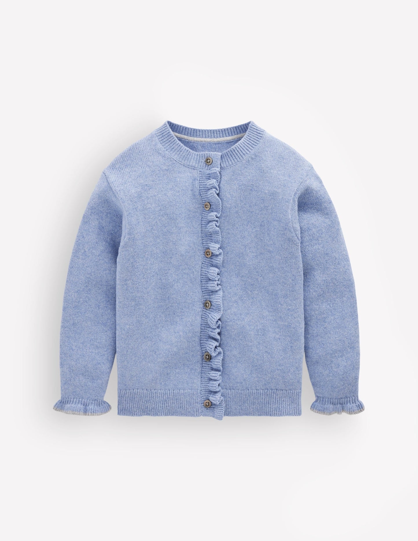 Everyday Frilled Cardigan-French Blue Marl