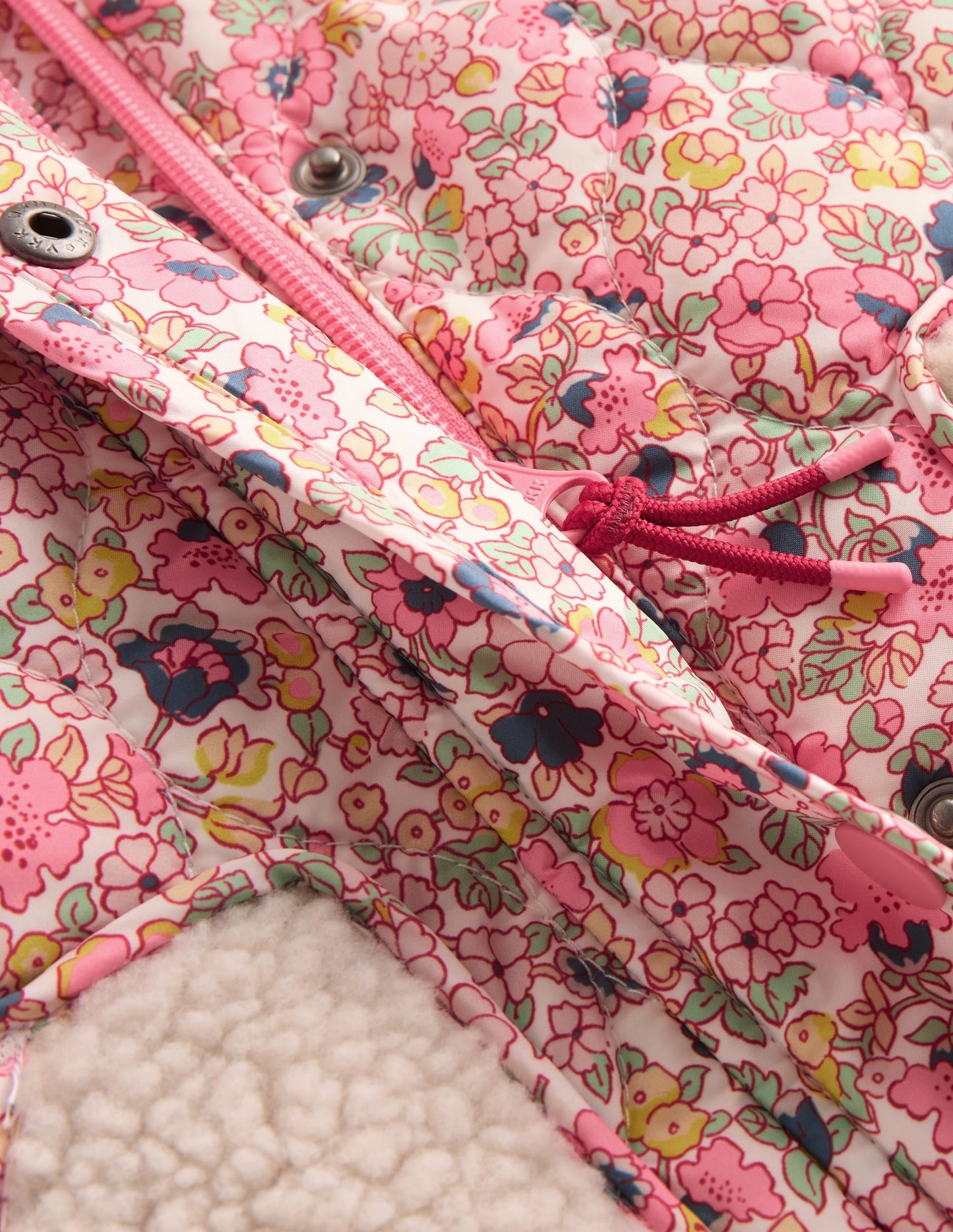 Borg Padded Jacket-Pink Flowerbed
