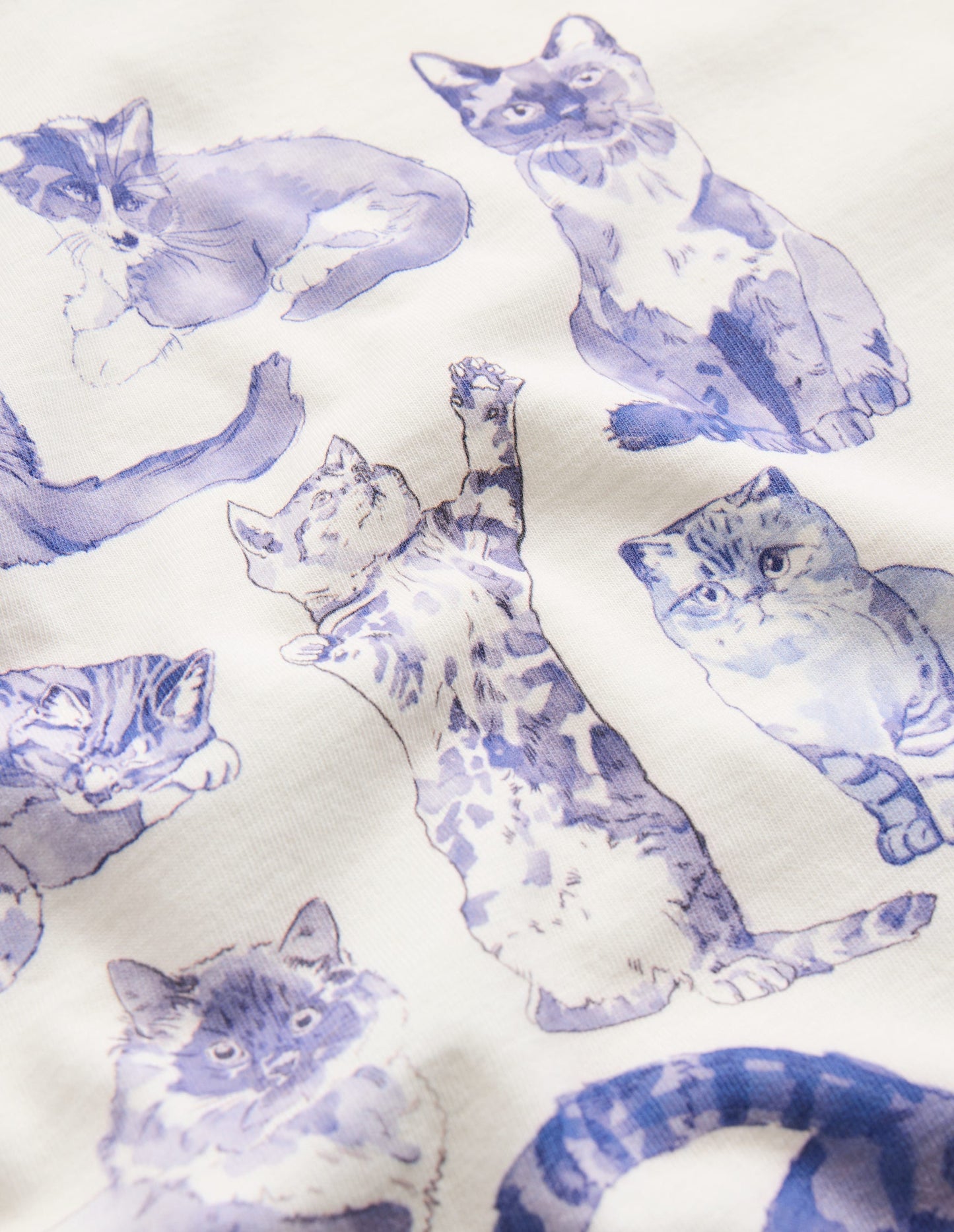 Short Sleeve Printed T-shirt-Soft Ivory Cats