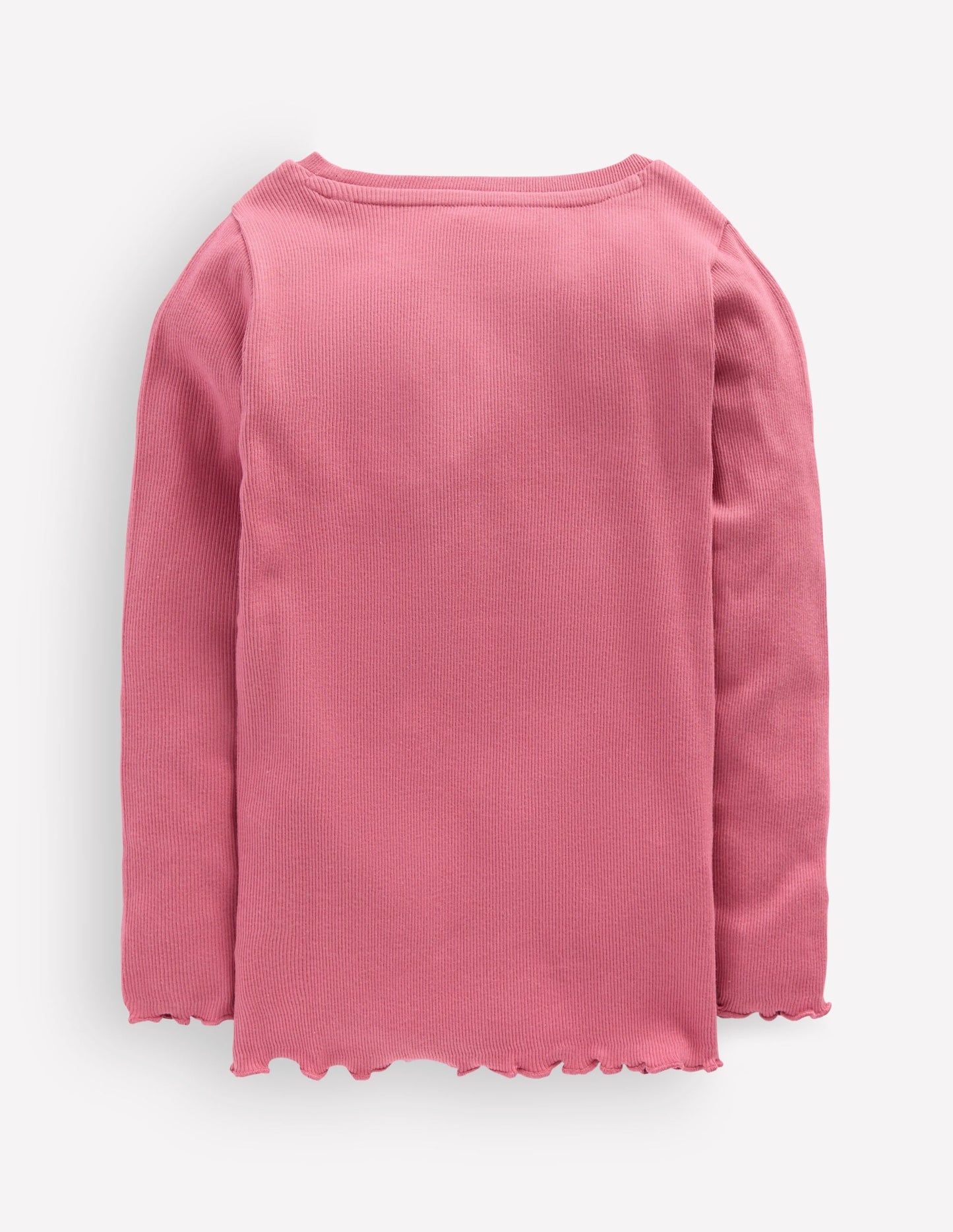 Ribbed Long Sleeve T-Shirt-Pink Heather