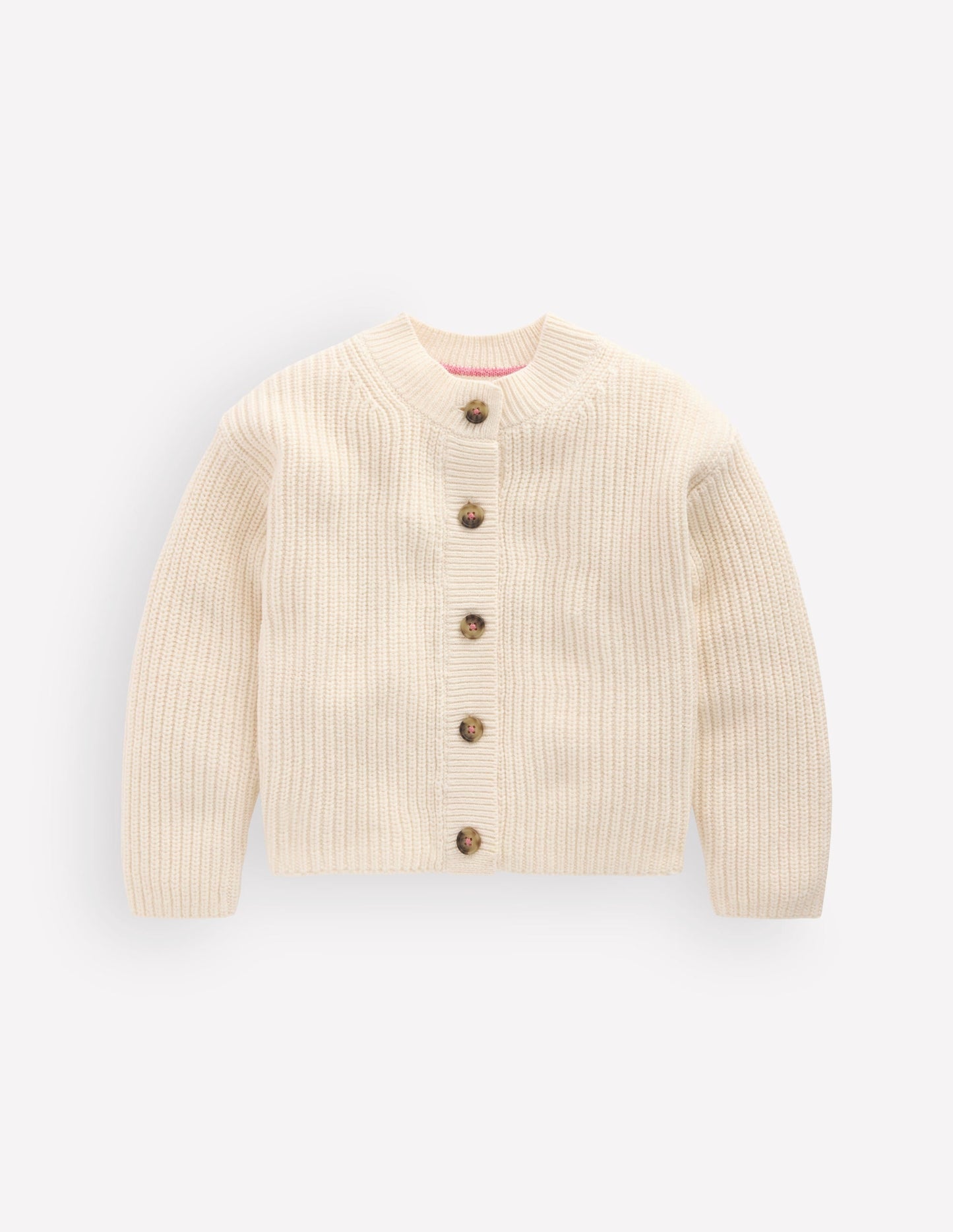 Chunky Everyday Cardigan-Ecru Marl