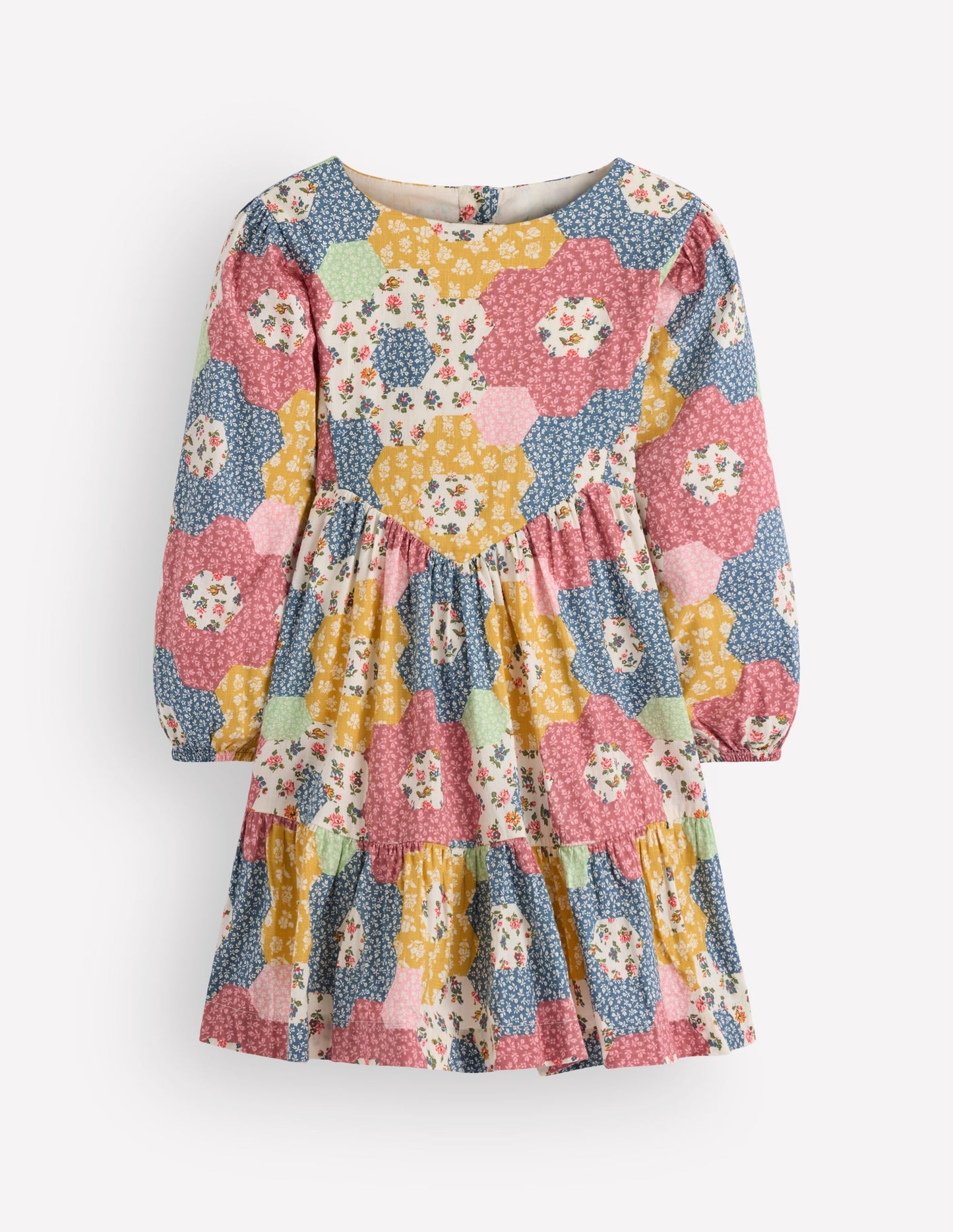 Celia Wing Sleeve Dress-Floral Patchwork