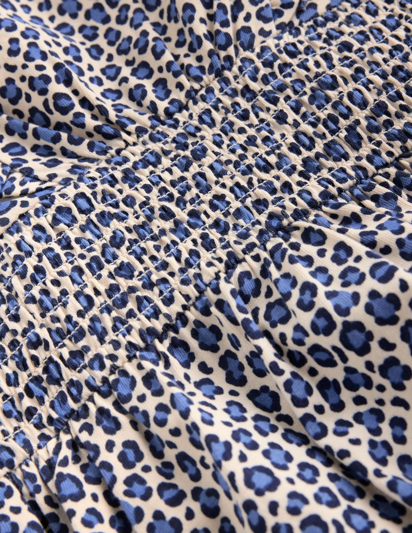 Suki Shirred Jersey Dress-Blue Leopard