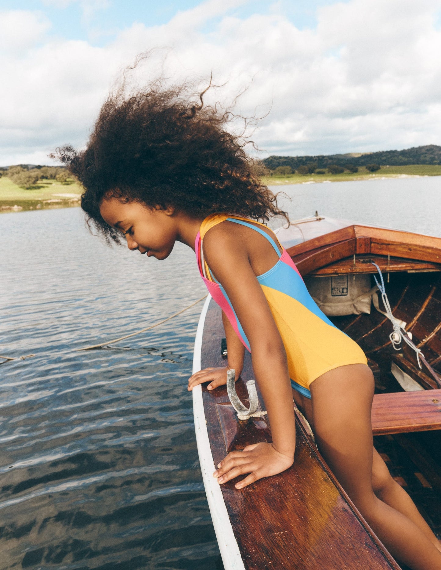 One Shoulder Ray Swimsuit-Rainbow