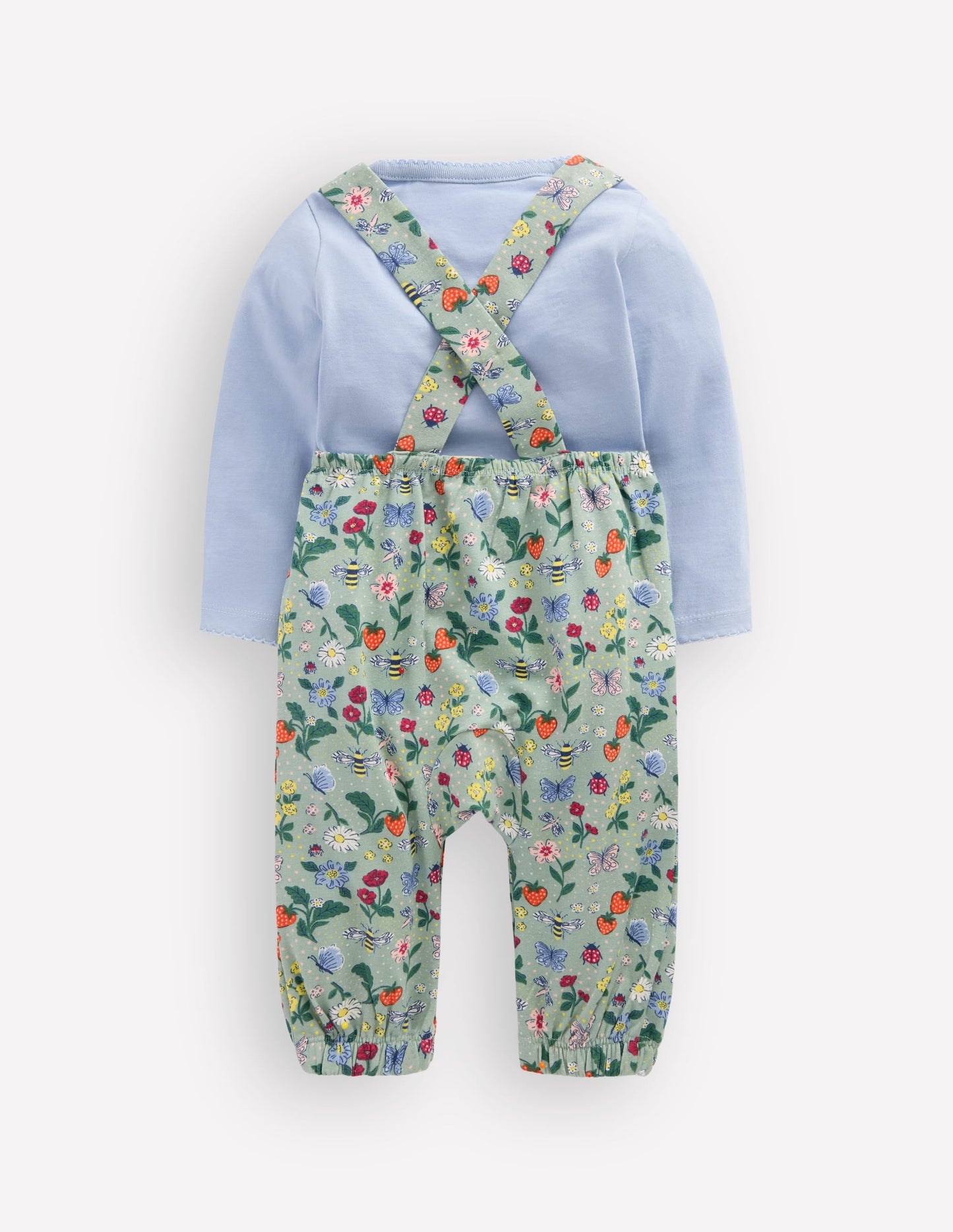Jersey Dungarees Set-Green Bee Garden