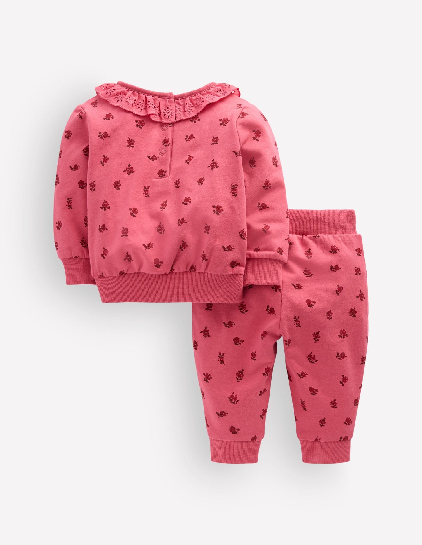 Ruffle Neck Sweatshirt Set-Holly Berry Vintage Rose