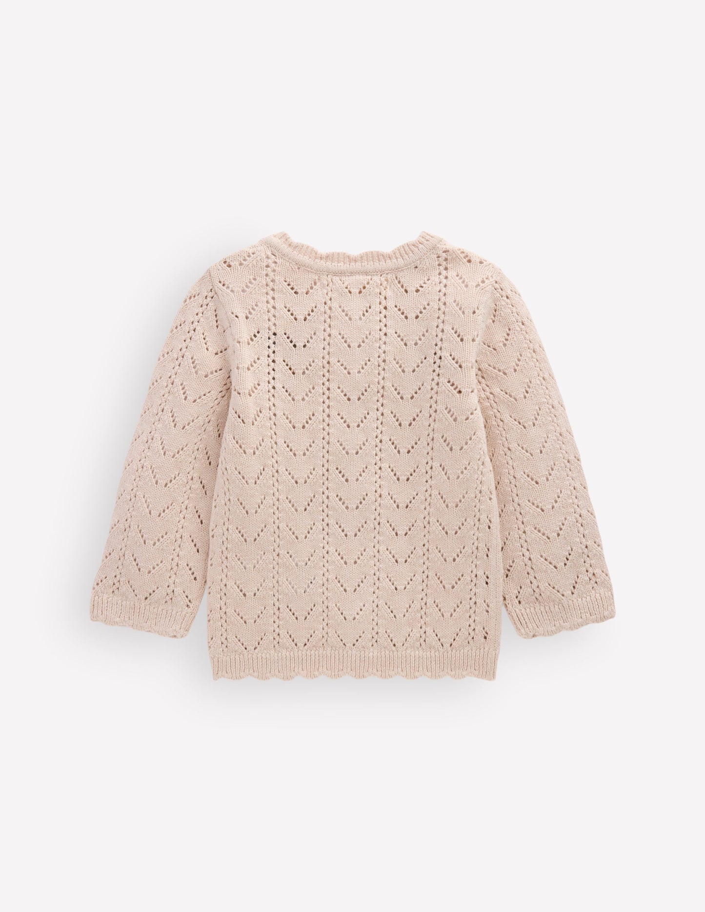 Embroidered Cotton Cardigan-Ecru Marl Mini Embroidered