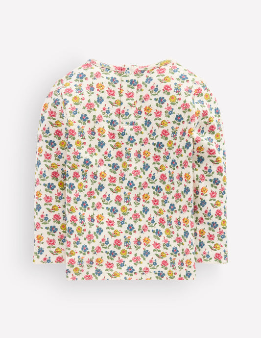 Cotton Pointelle Top-Multi Floral Print