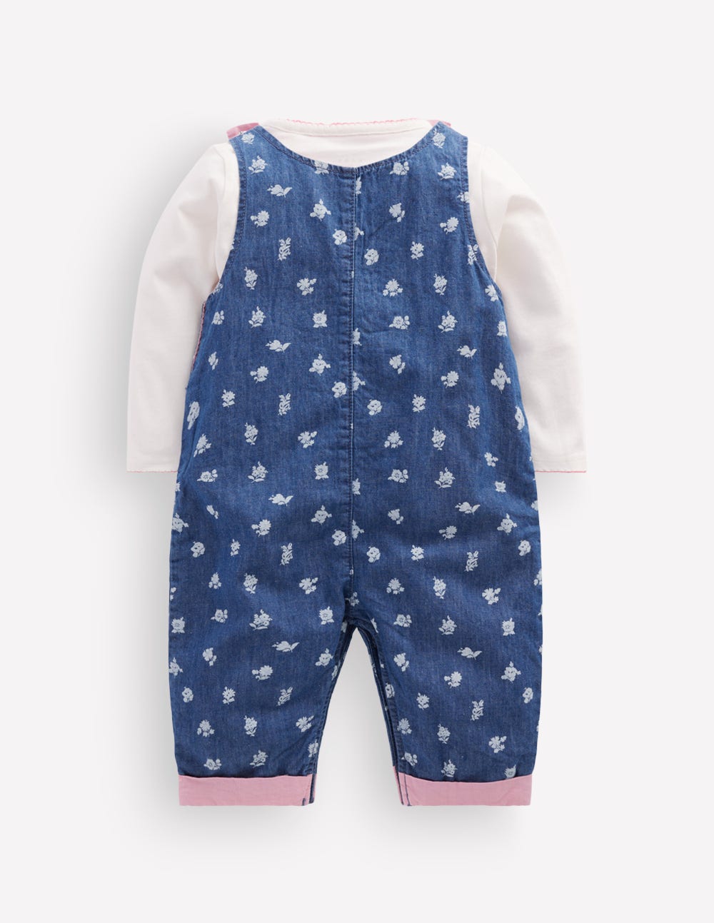 Woven Dungarees Set-Chambray Roses
