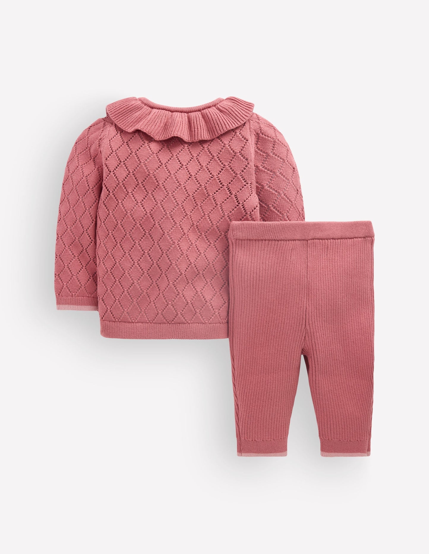 Pointelle Knitted Play Set-Vintage Rose