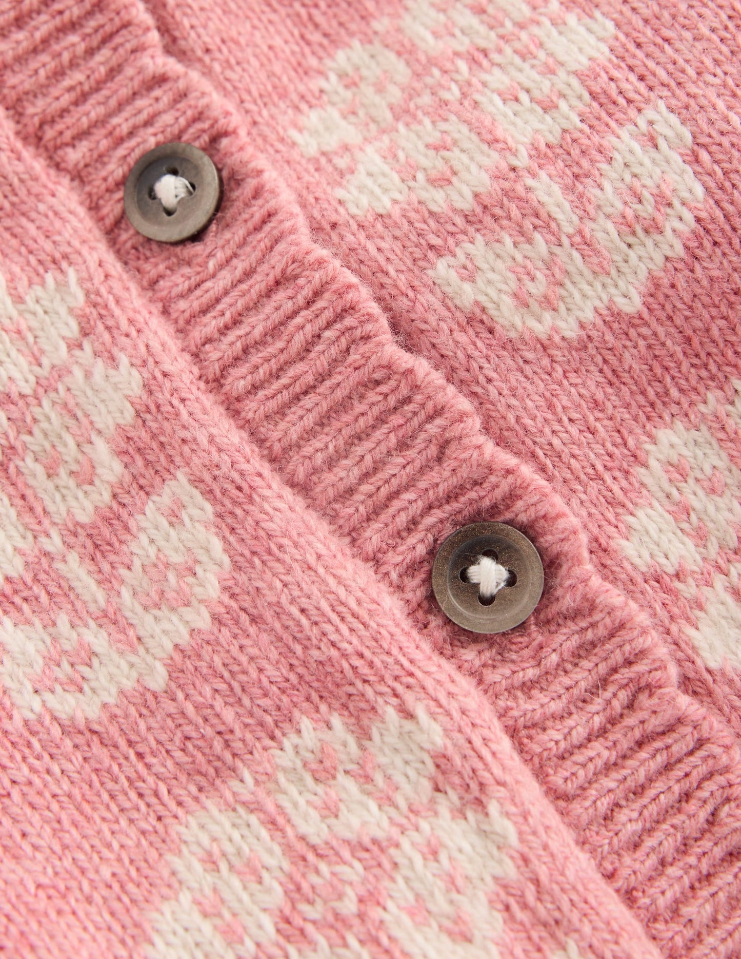 Fair Isle Cardigan-Pink Heather Marl