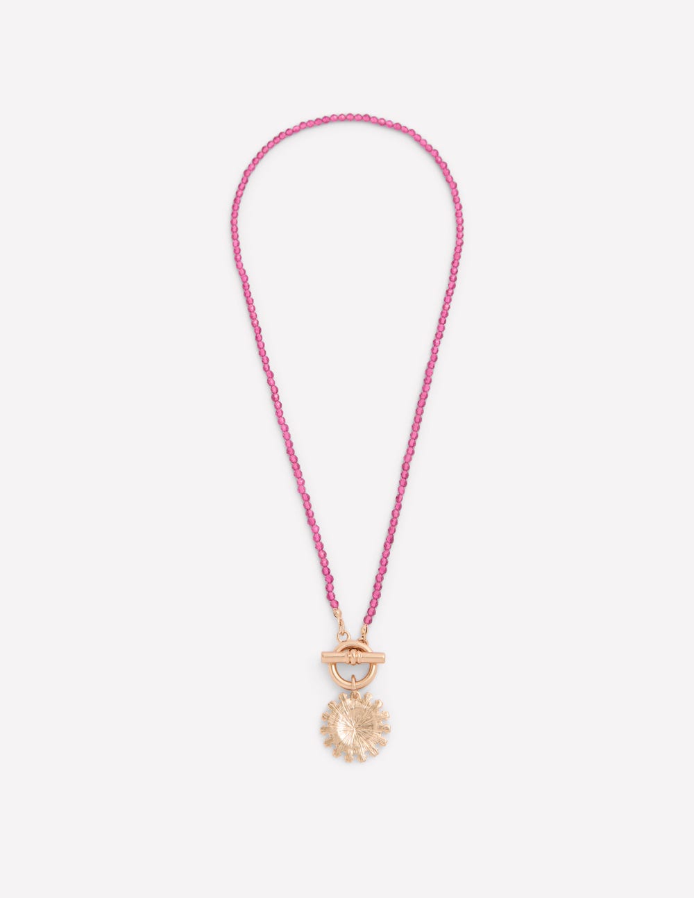 Bead Metal Necklace-Pink